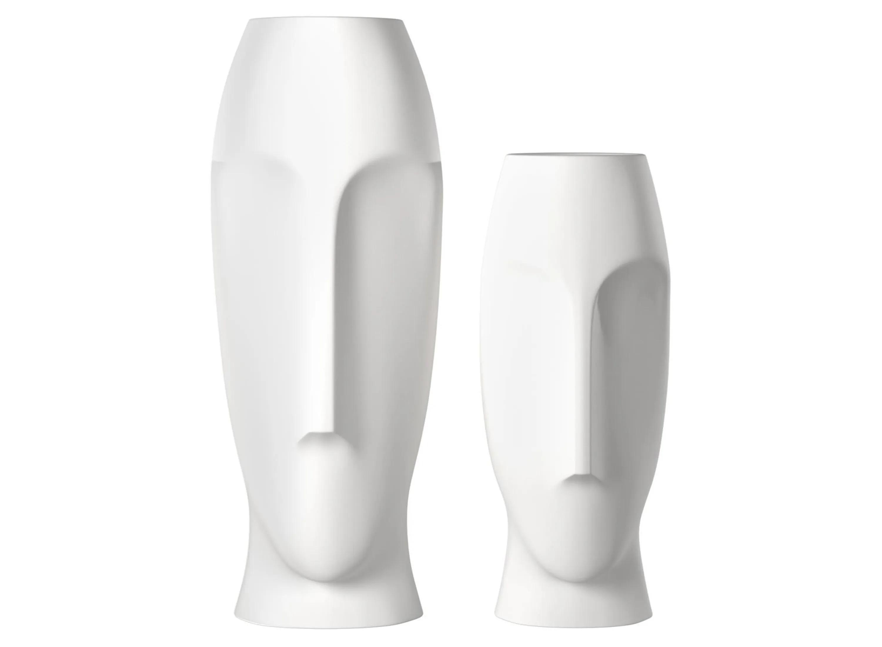 Cobalt Abstract Face Vases Set of 2