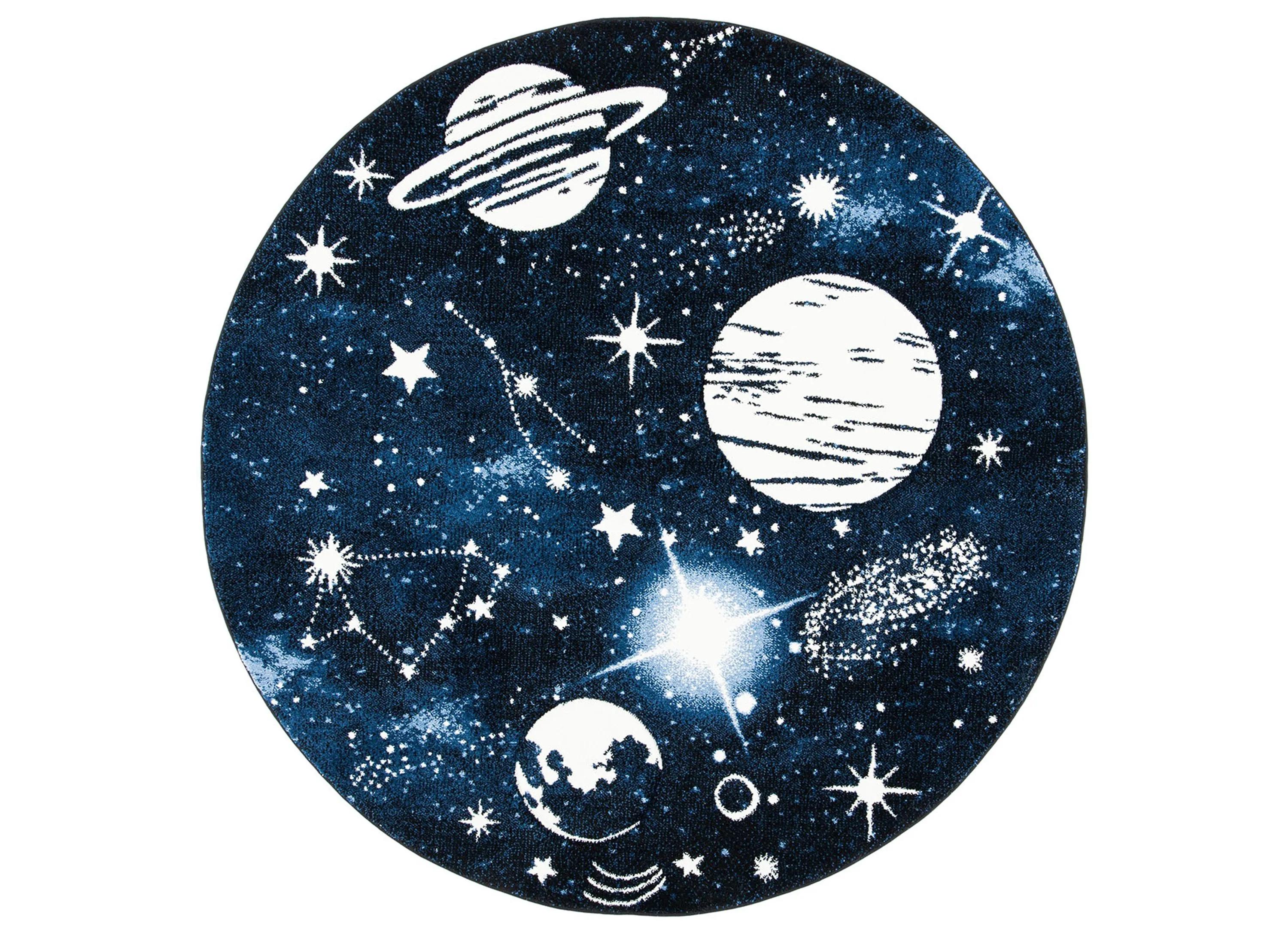 Carousel Outerspace Kids Area Rug Round