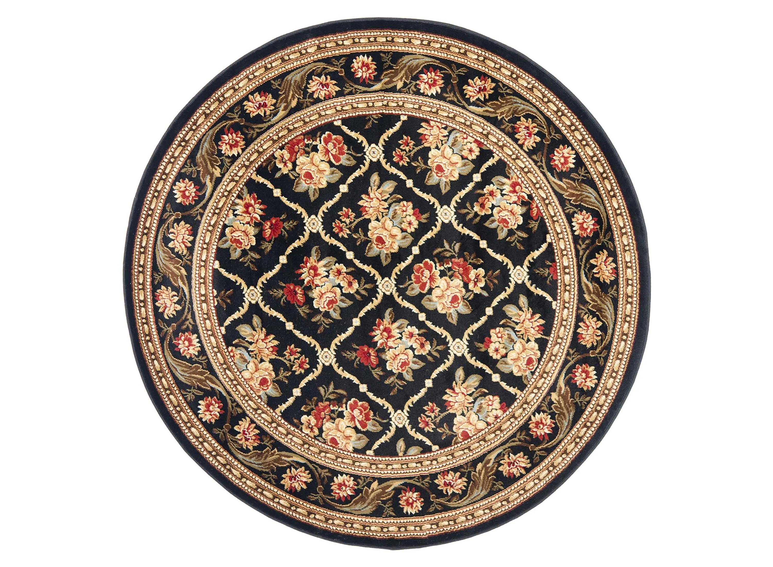 Lyndhurst Floral Lattice Power Loomed 5'3" x 5' 3" Round Rug
