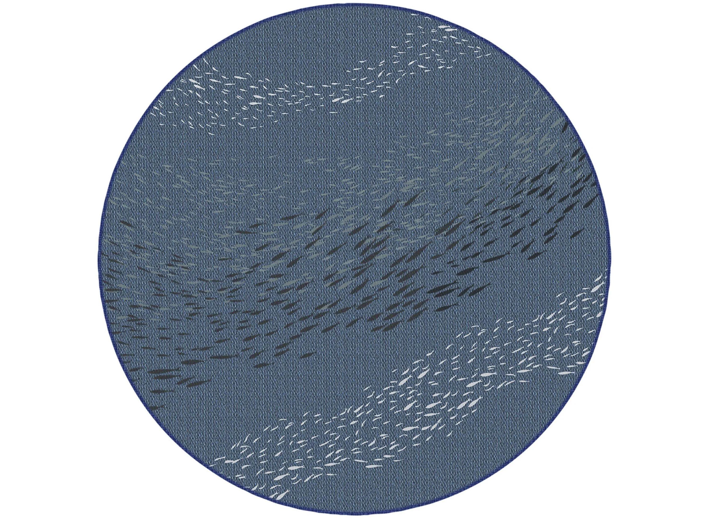 Liora Manne Carmel School of Fish 7'10" x 7'10" Round Rug - Navy