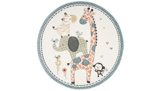 Carousel Zoo Friends Kids Area Rug Round