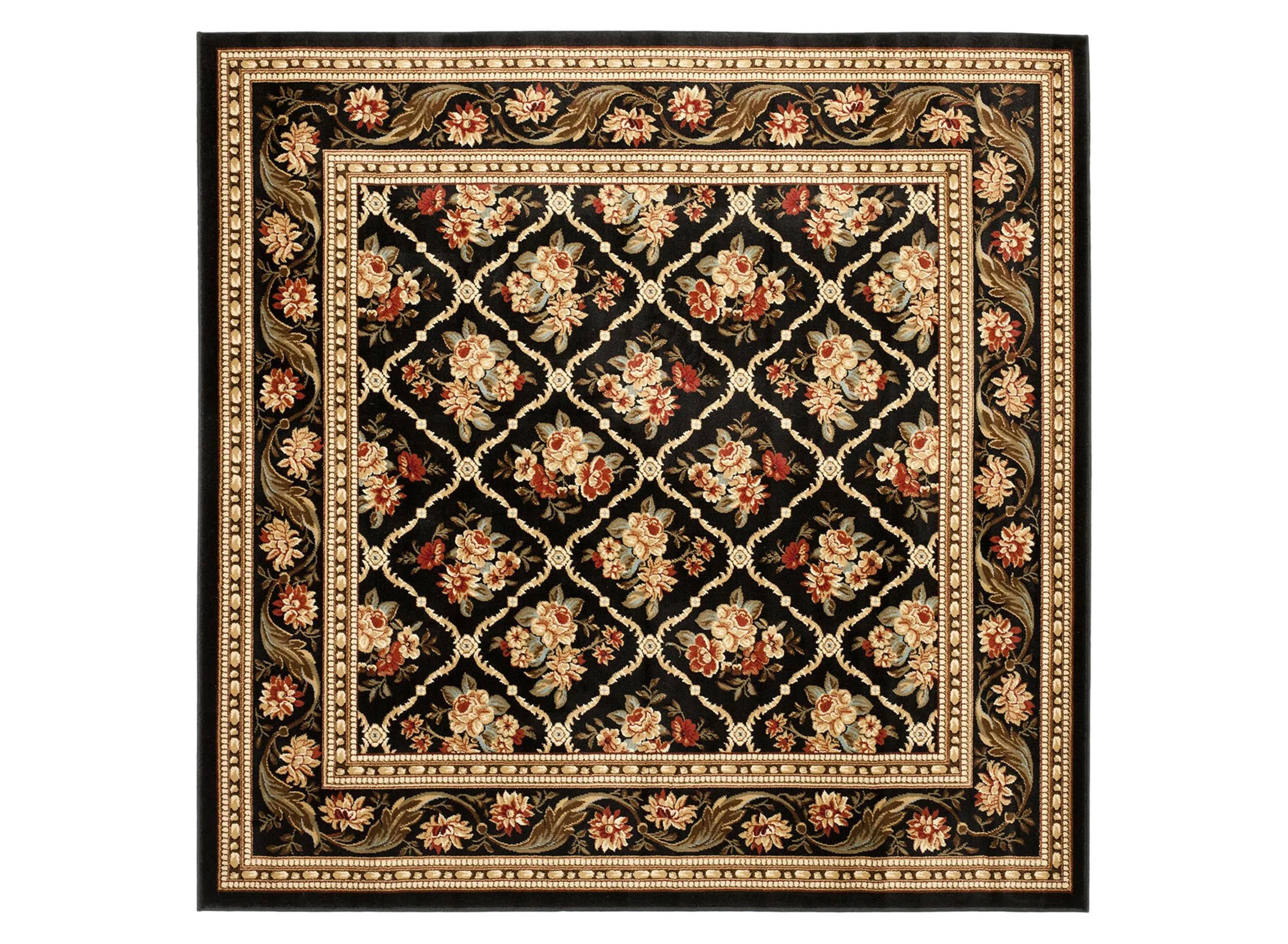 Lyndhurst Floral Lattice Power Loomed 6'7" x 6' 7" Square Rug