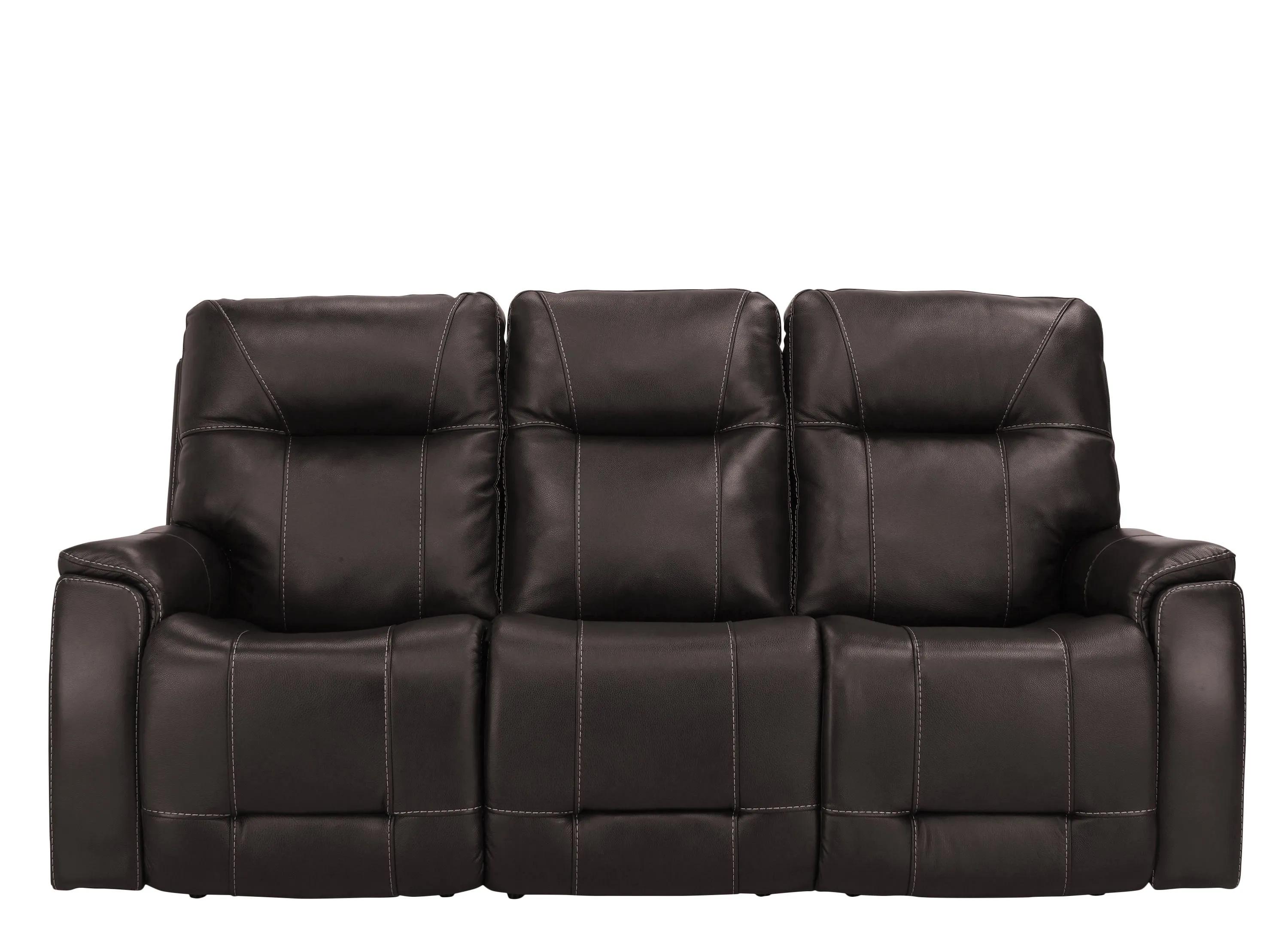 Barnett Leather Layflat Power Sofa w/ Power Headrest and Lumbar