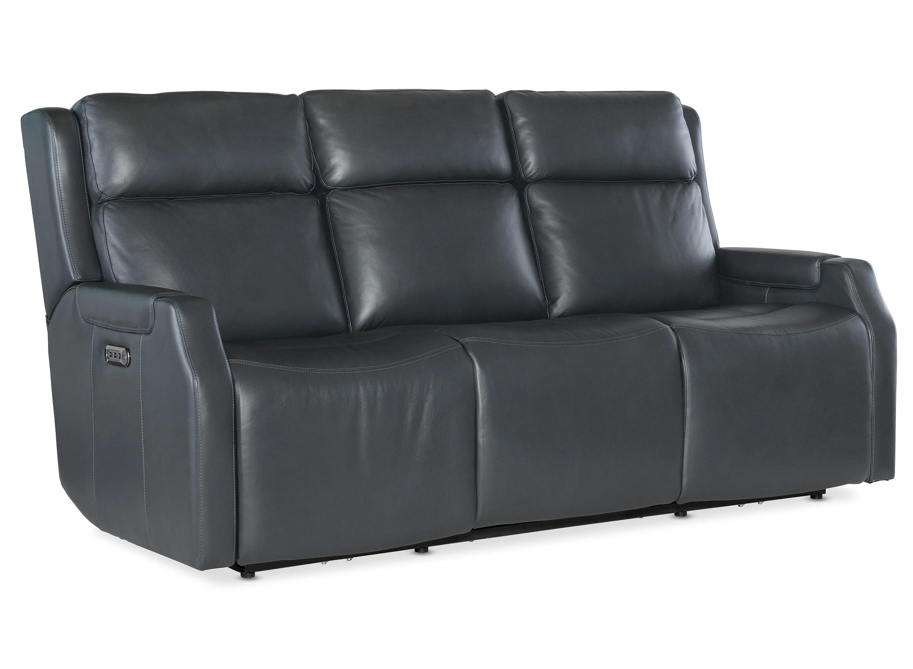 Nelson Salvo Denim Leather Zero Gravity Power Living Room Set with Power Headrest And Lumbar