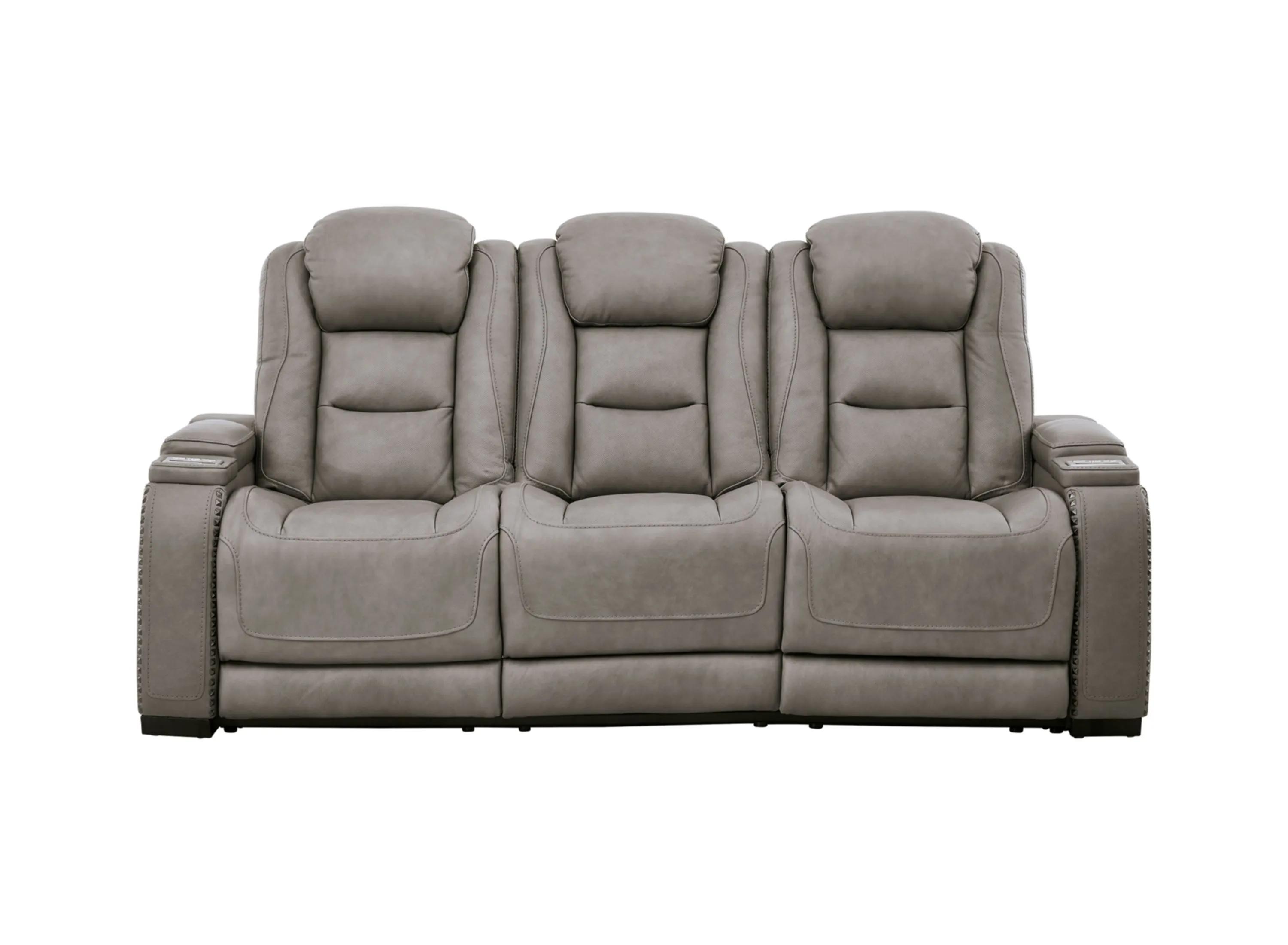 The Man-Den Power Recliner Sofa with Adjustable Headrest