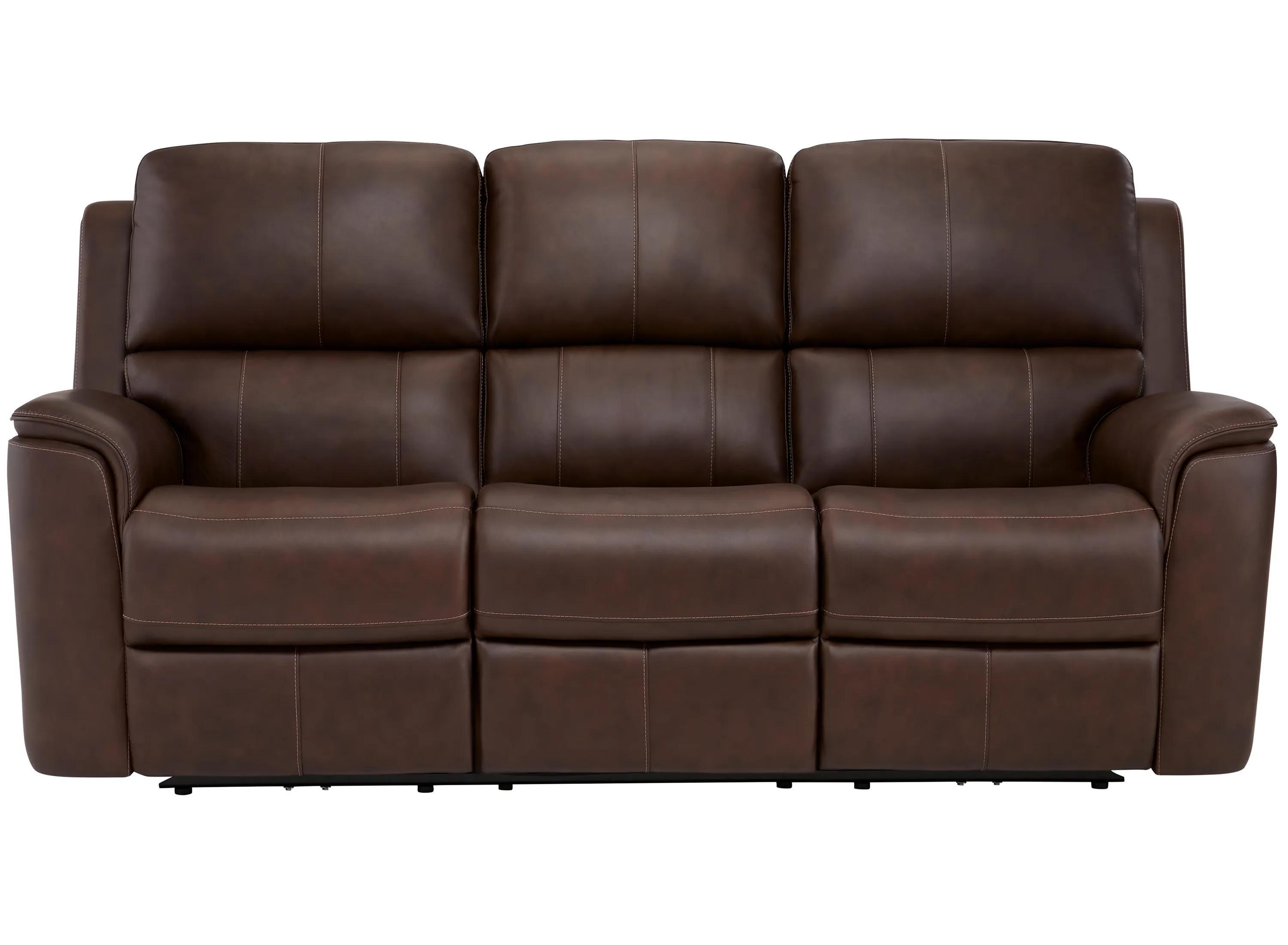 Henrick Triple Power Leather Sofa w/ Drop Down Table