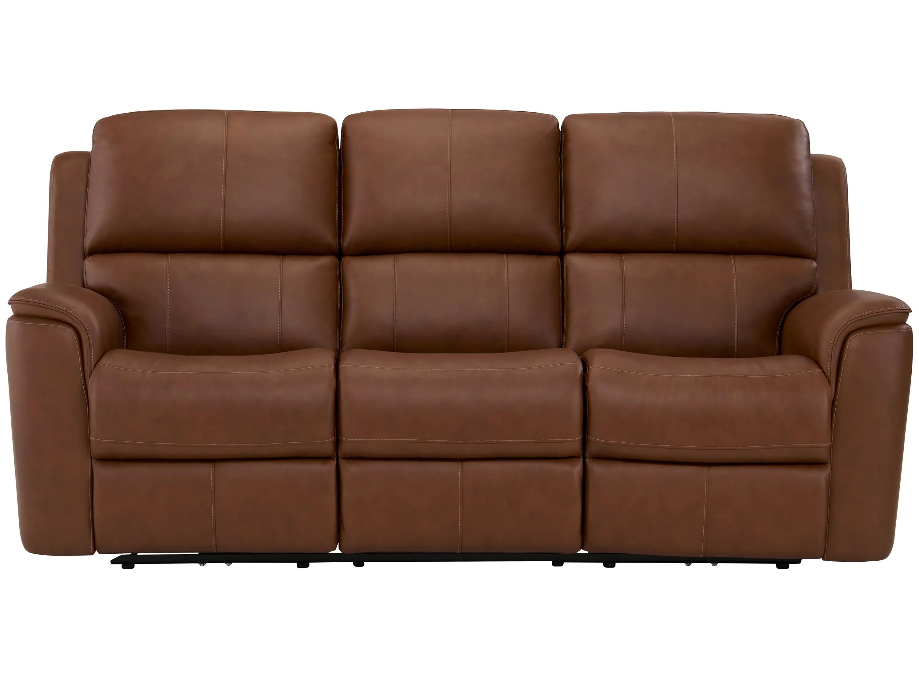 Henrick Triple Power Leather Sofa w/ Drop Down Table