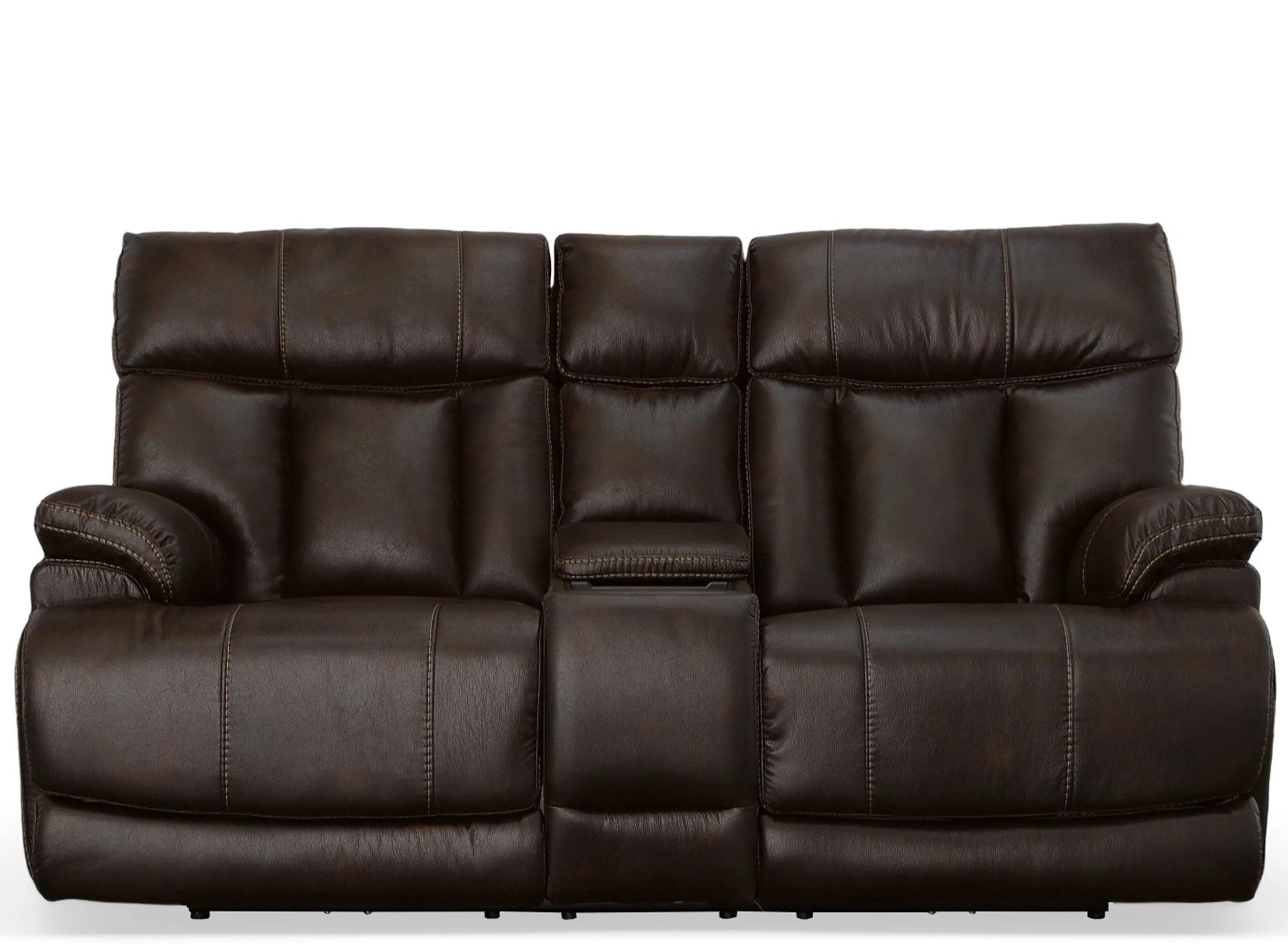 Clive Leather Power Reclining Loveseat with Console with Power Headrest and