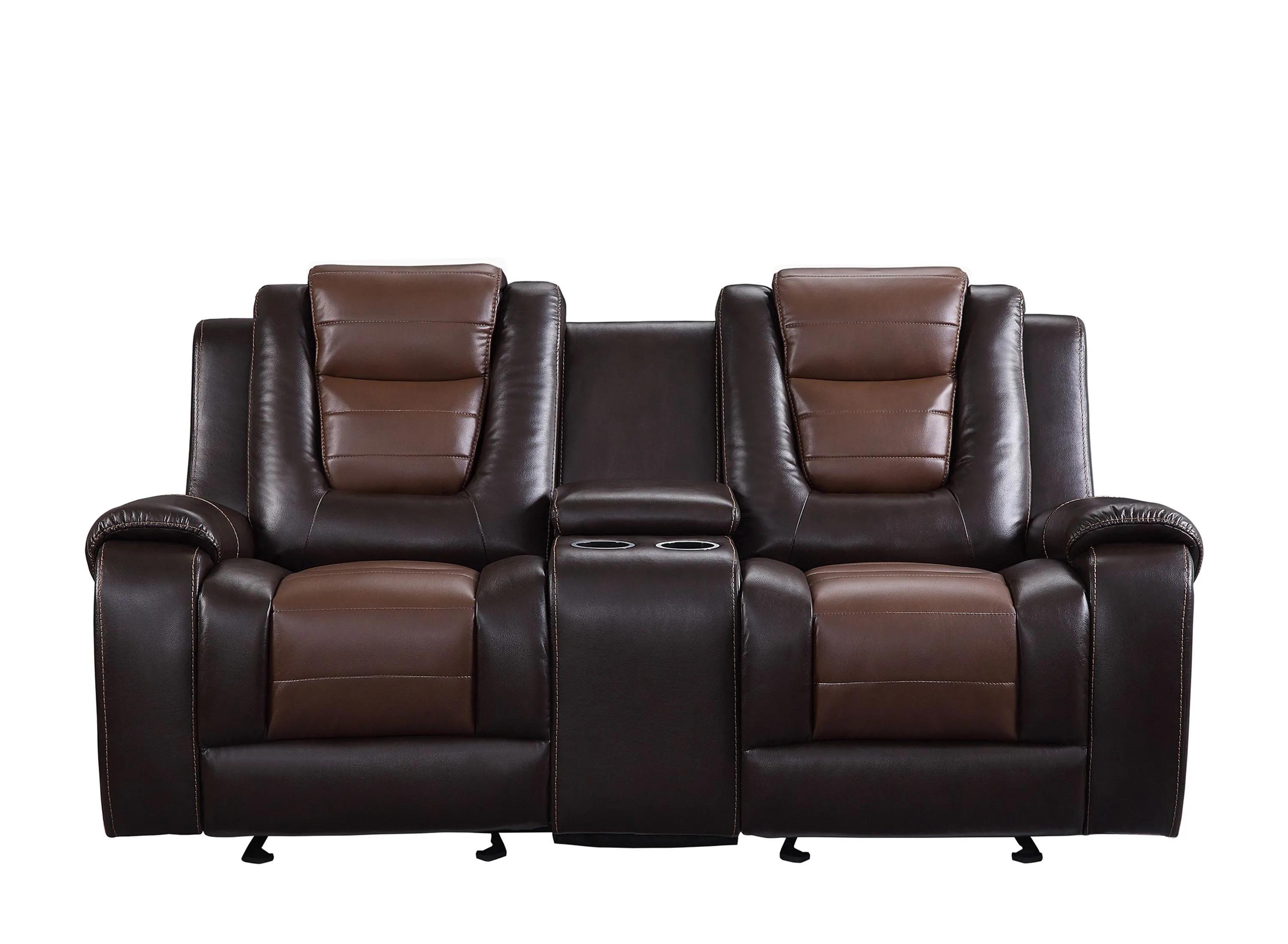 Ashcroft Double Glider Reclining Loveseat W/Center Console