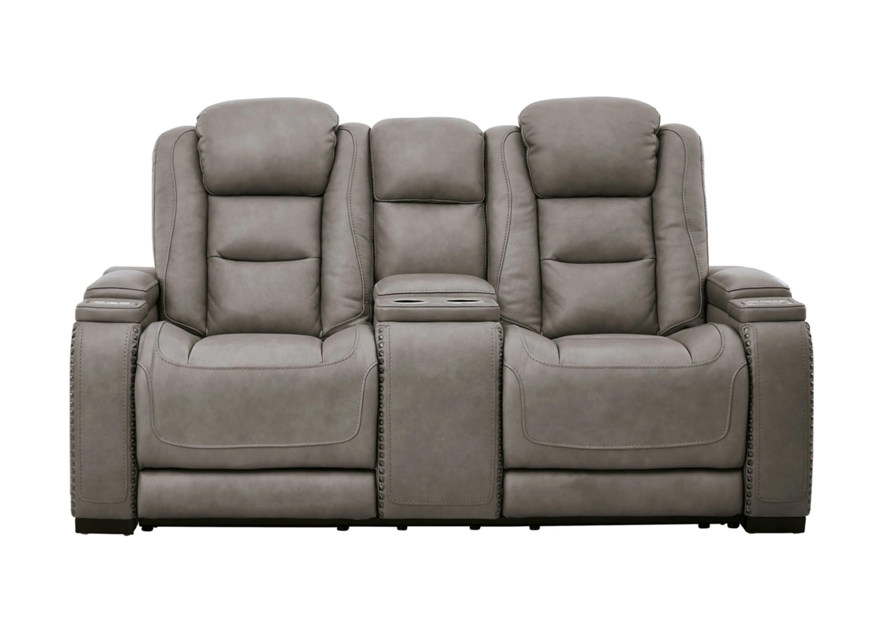 The Man-Den Power Recliner Loveseat with Console and Adjustable Headrest