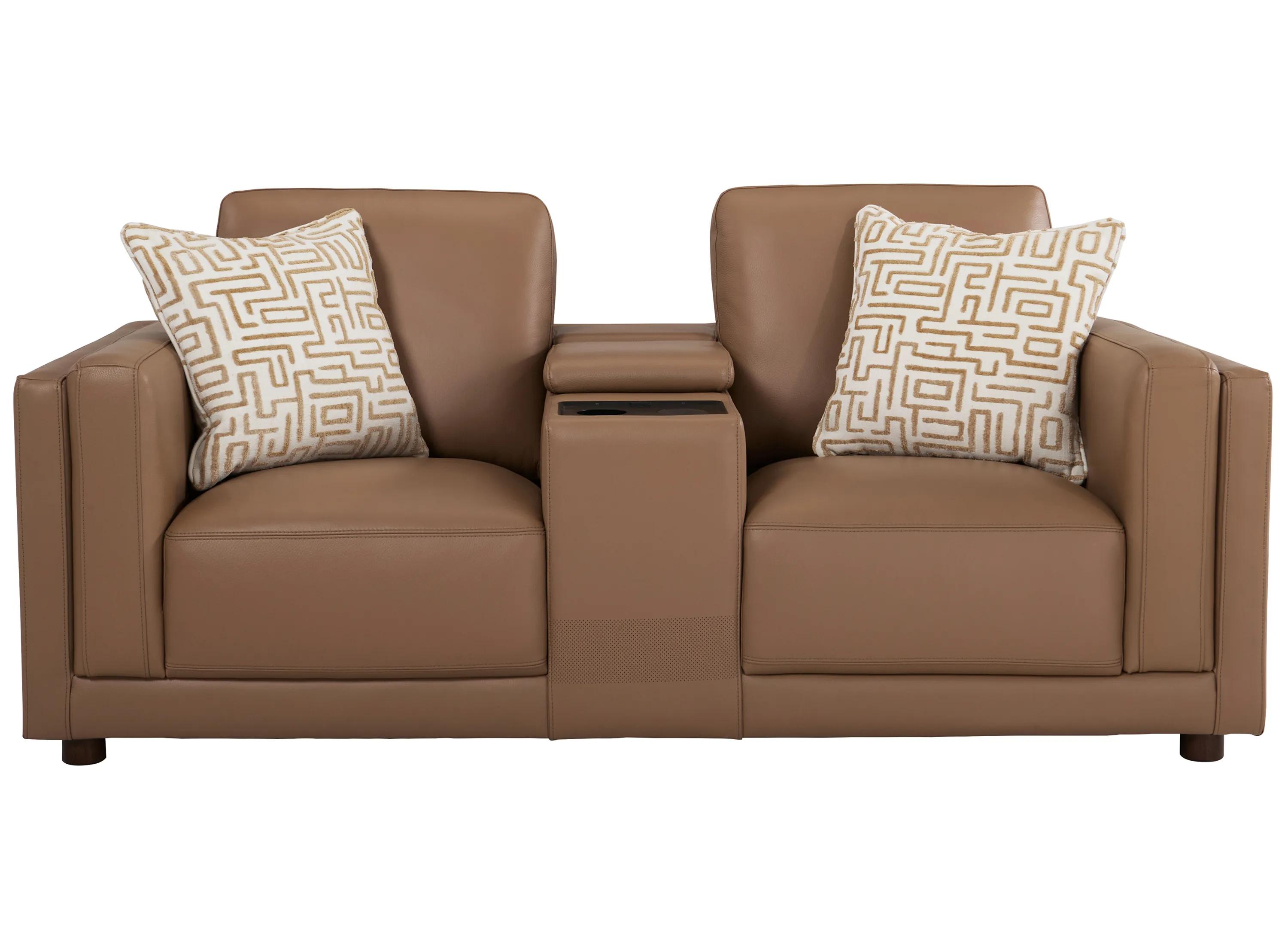 Marni Leather Media Console Loveseat