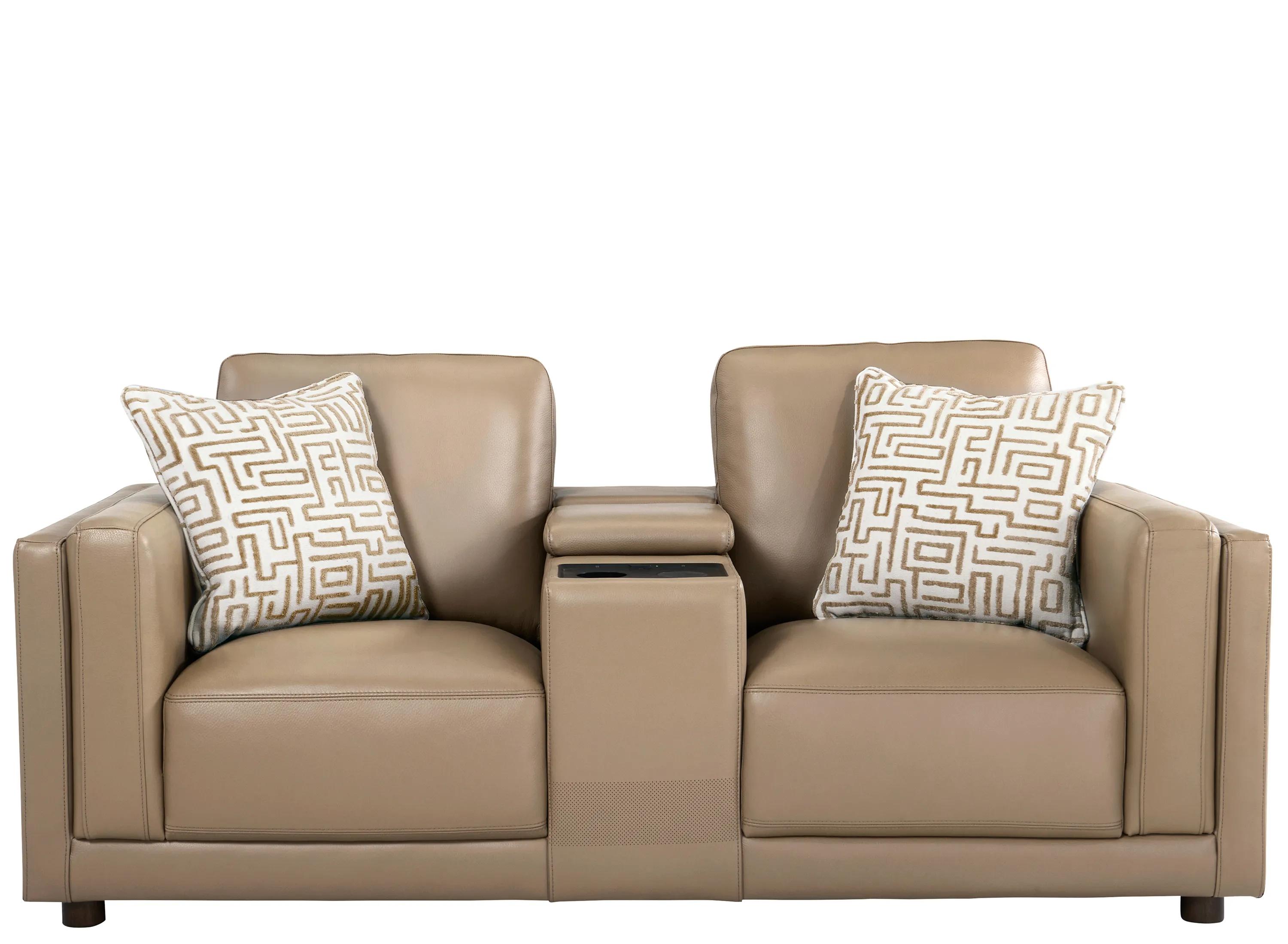 Marni Leather Media Console Loveseat