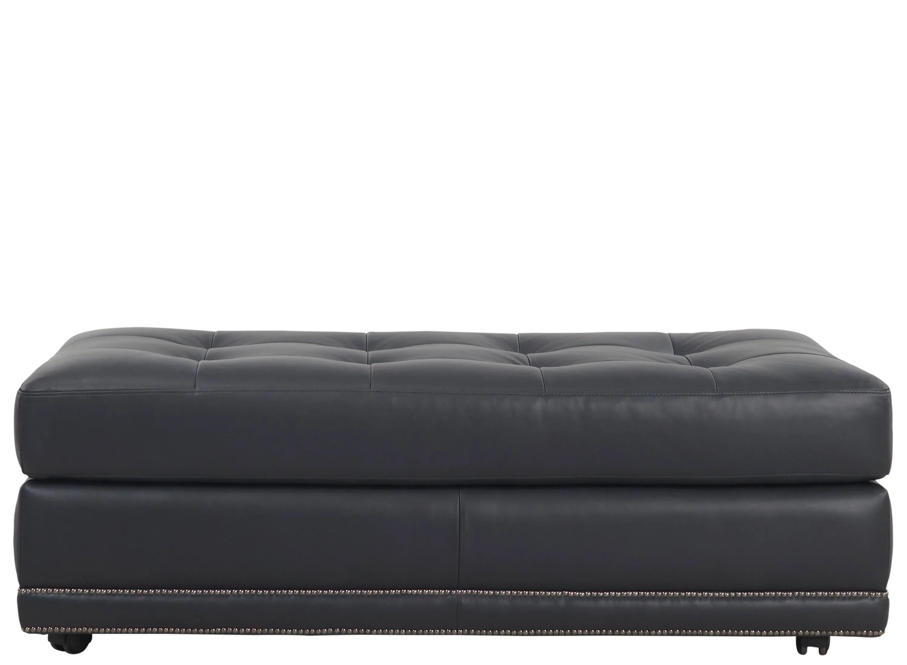Sebastian Leather Cocktail Ottoman w/ Casters