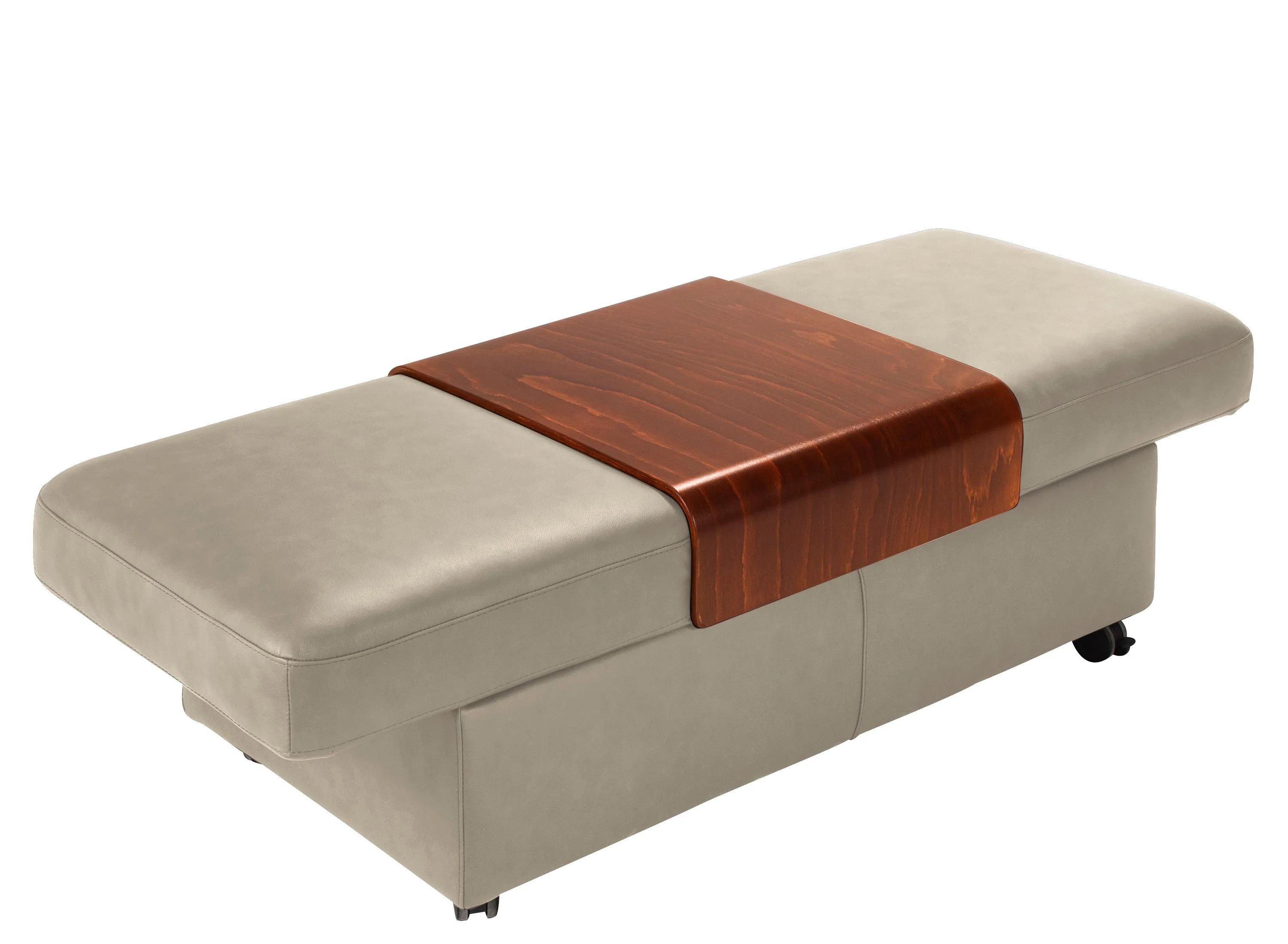 Stressless Sapphire Leather Storage Ottoman w/ Table