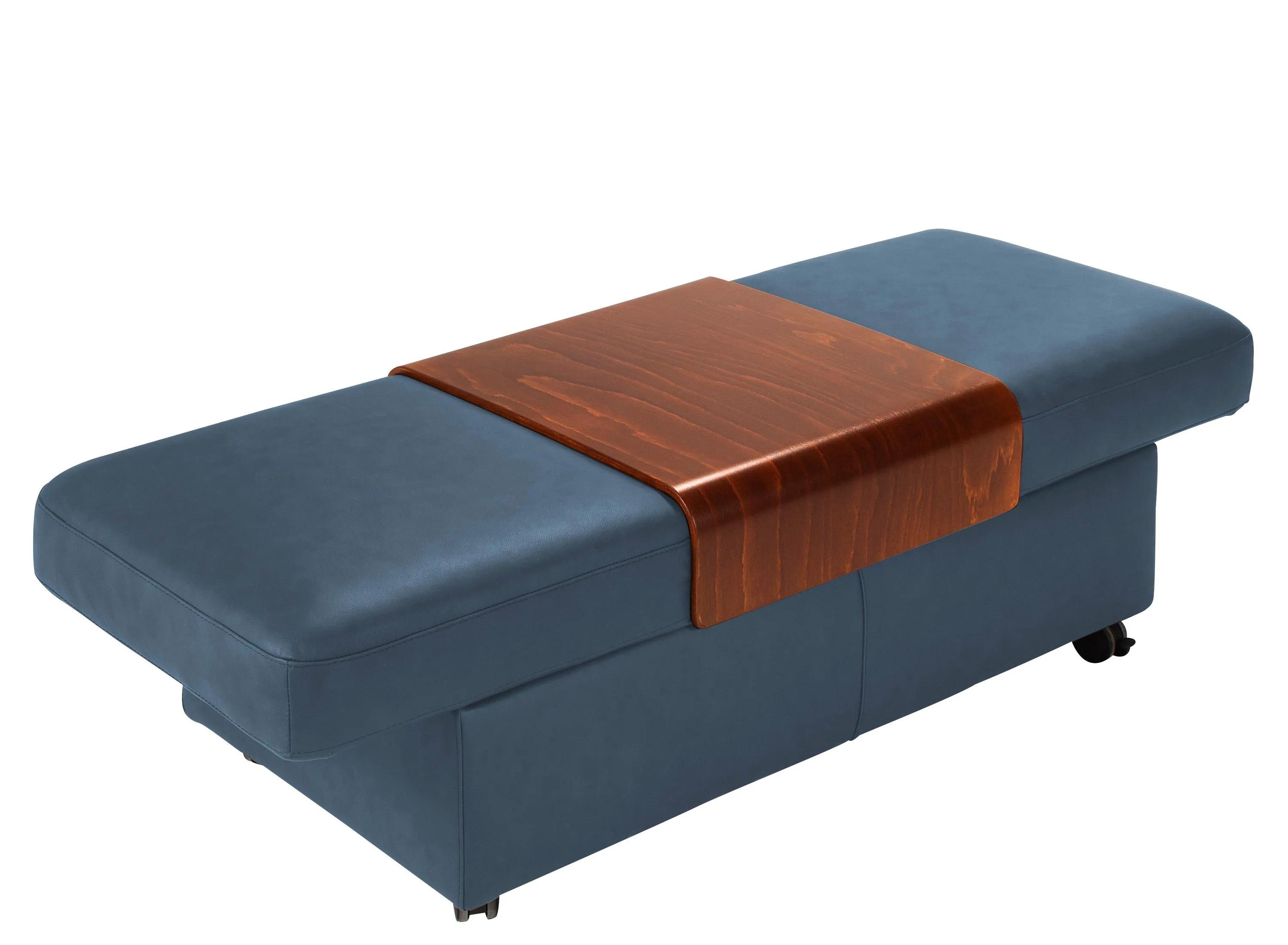 Stressless Sapphire Leather Storage Ottoman w/ Table