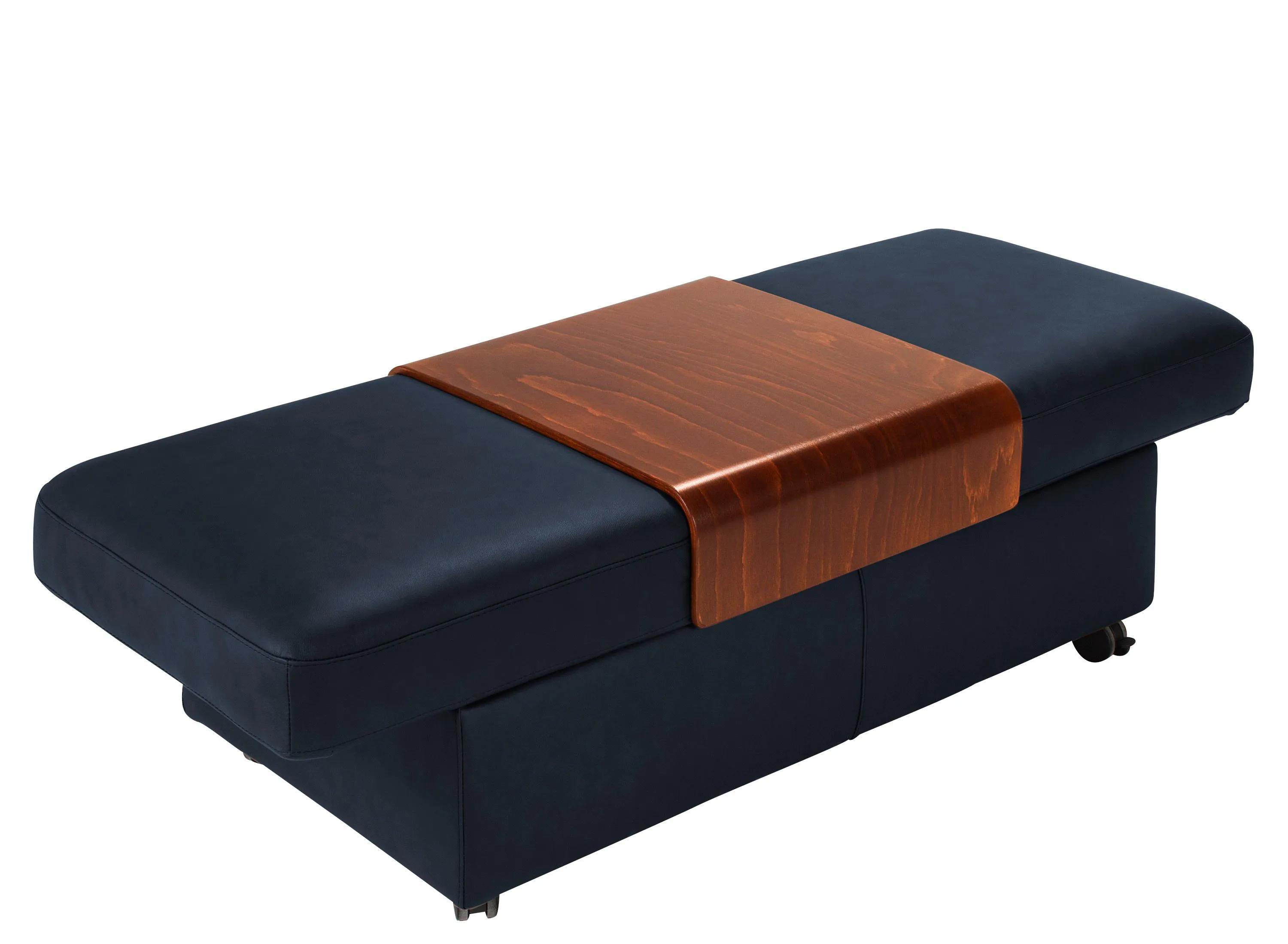 Stressless Sapphire Leather Storage Ottoman w/ Table