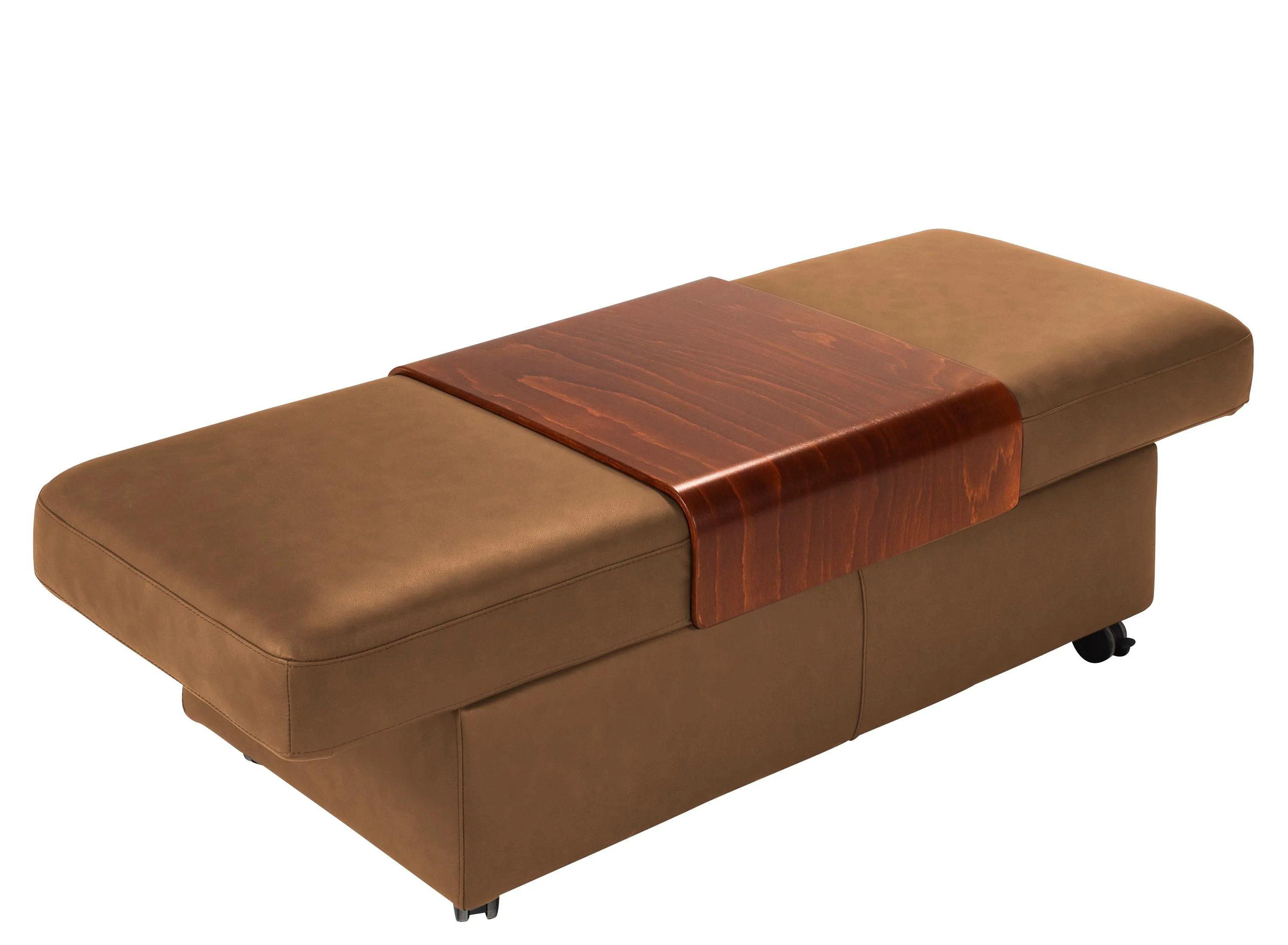 Stressless Sapphire Leather Storage Ottoman w/ Table