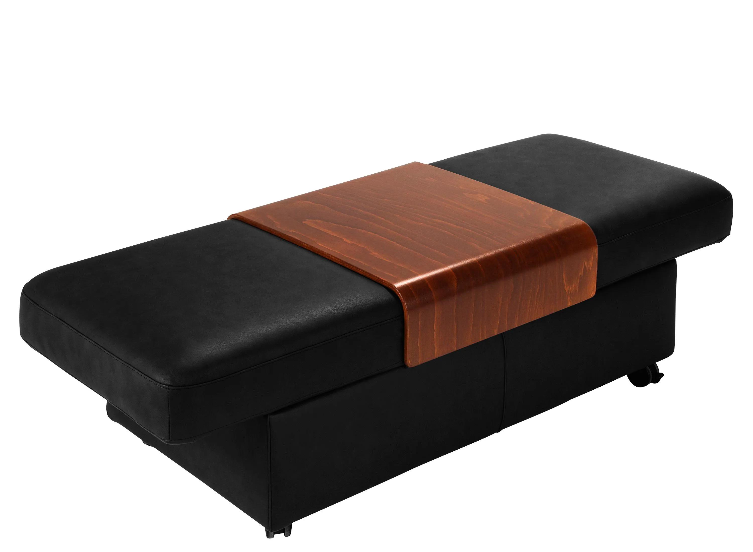 Stressless Sapphire Leather Storage Ottoman w/ Table