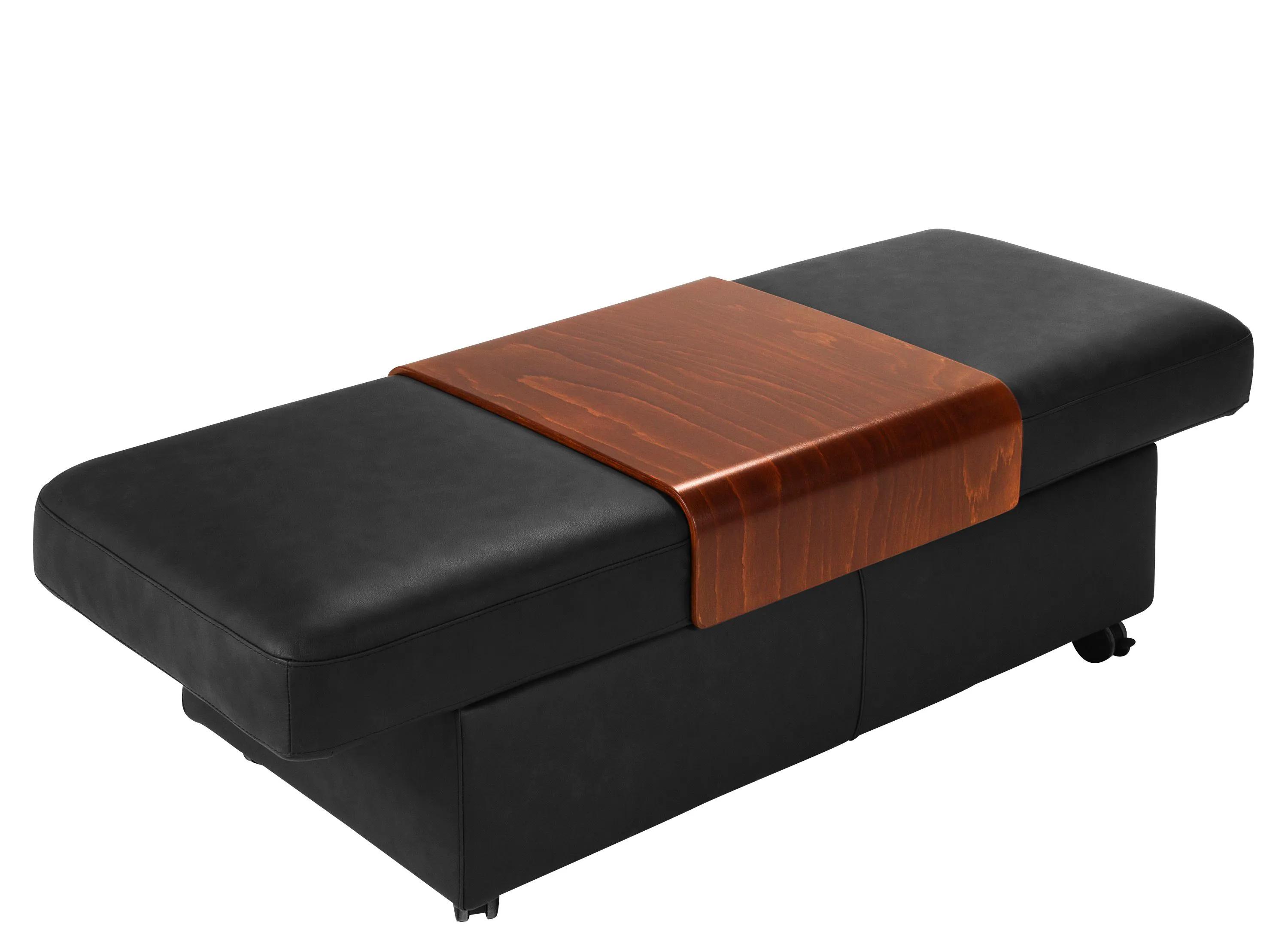 Stressless Sapphire Leather Storage Ottoman w/ Table