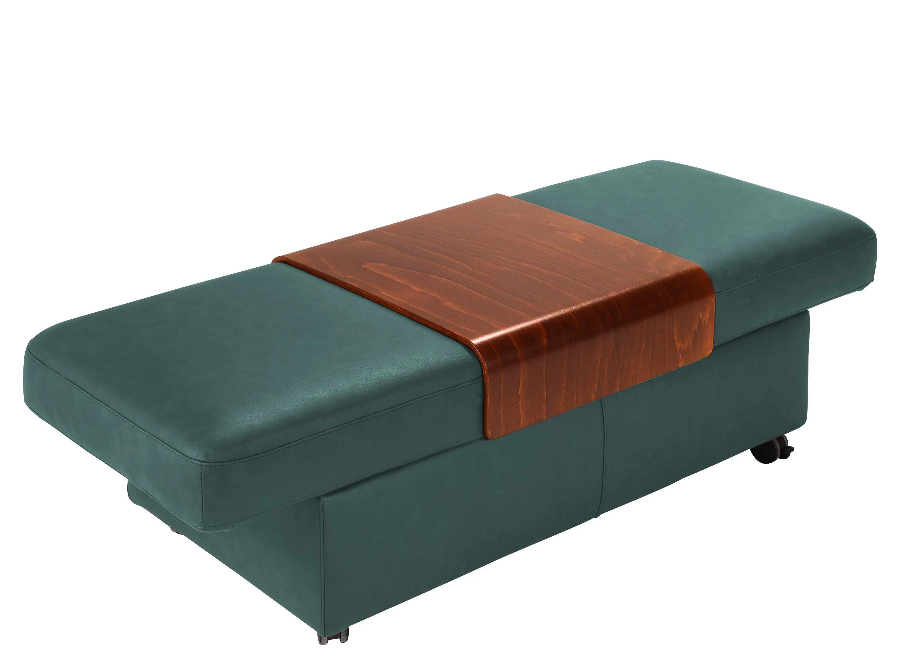 Stressless Sapphire Leather Storage Ottoman w/ Table