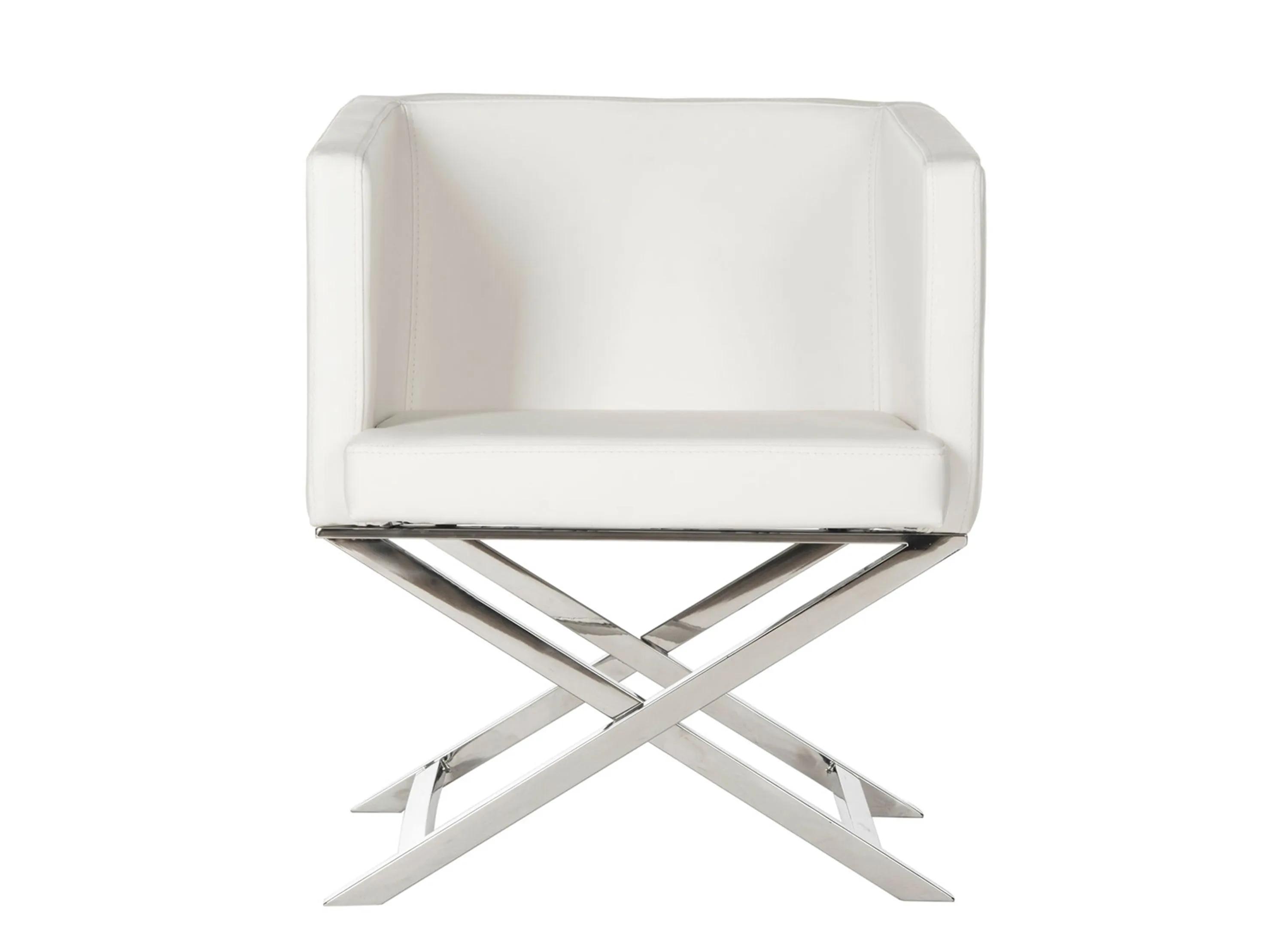 Celine Bonded Leather Chrome Cross Leg Chair