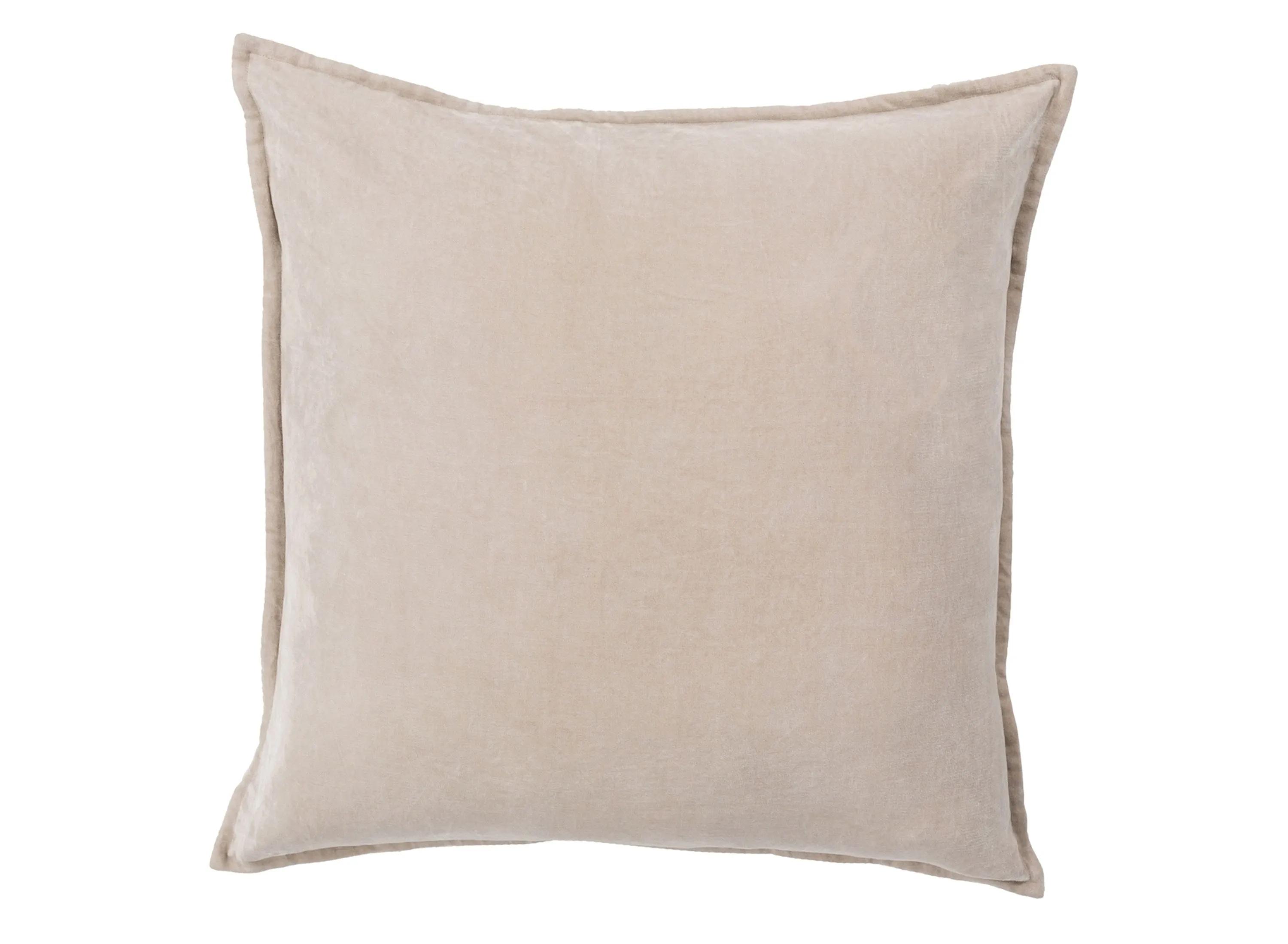 Anika Modern Classic Light Beige Velvet Flange Down Pillow - 22x22