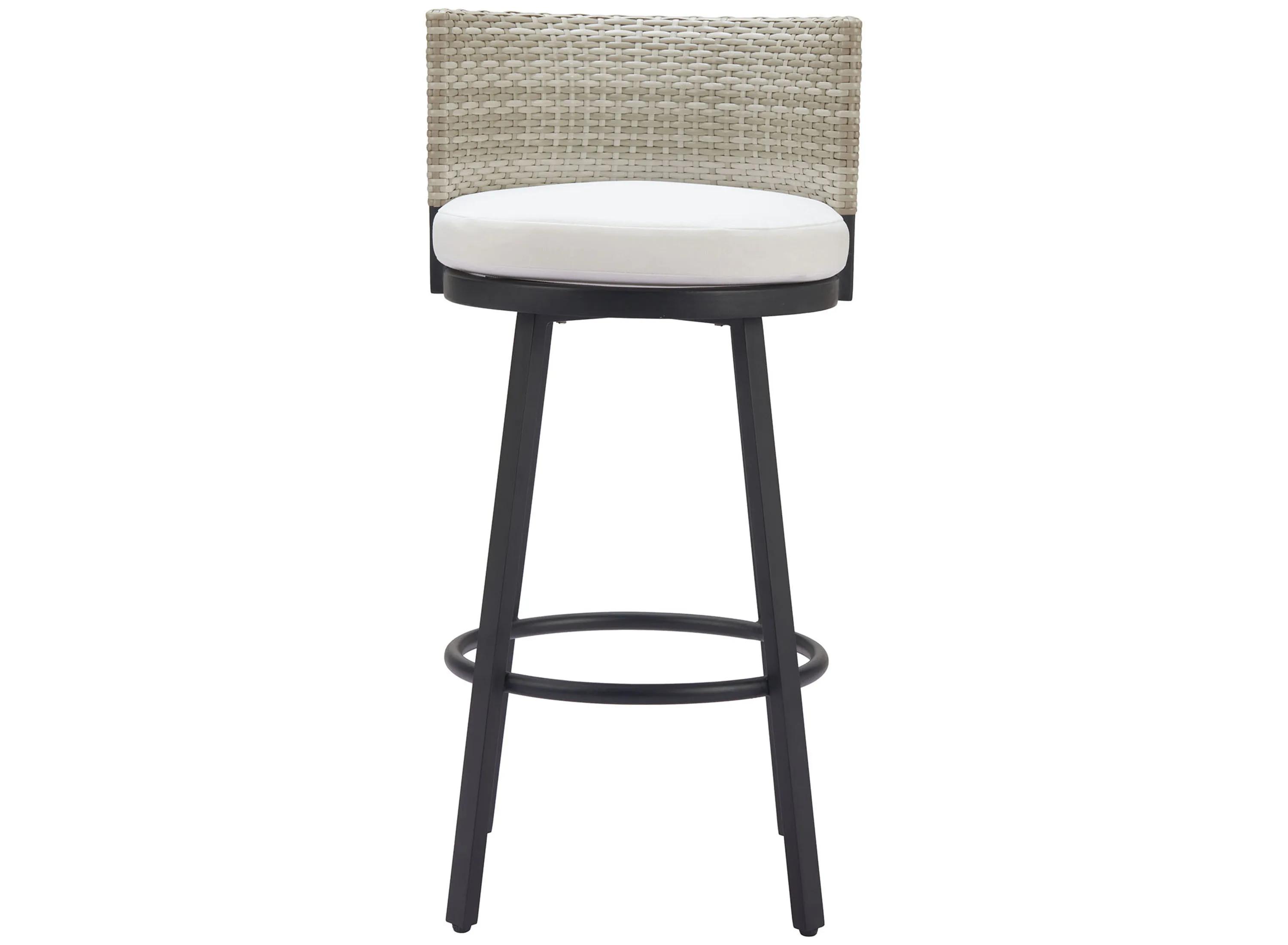 Midnight Wave White Performance Fabric Outdoor Bar Stool