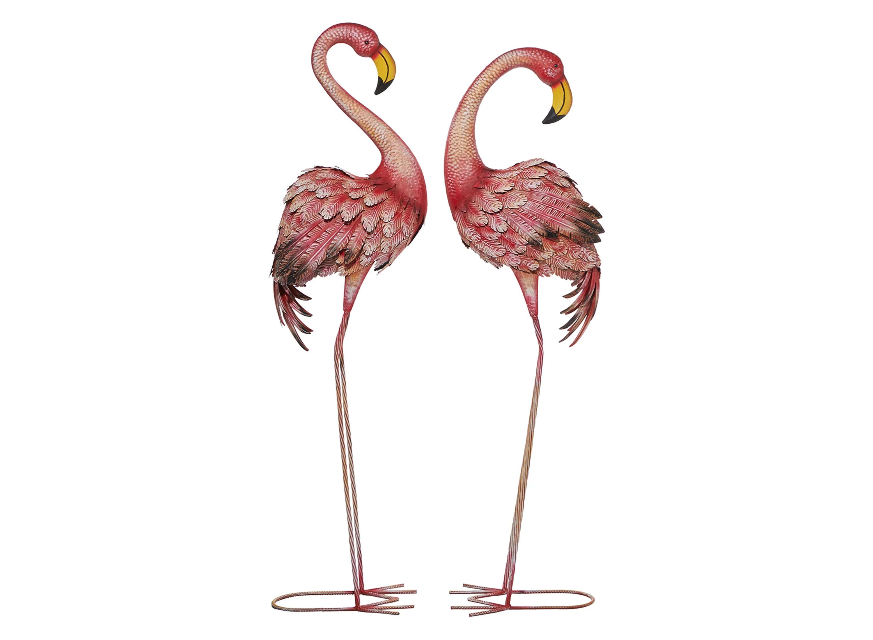 Ivy Collection Pink Metal Garden Sculpture Set of 2