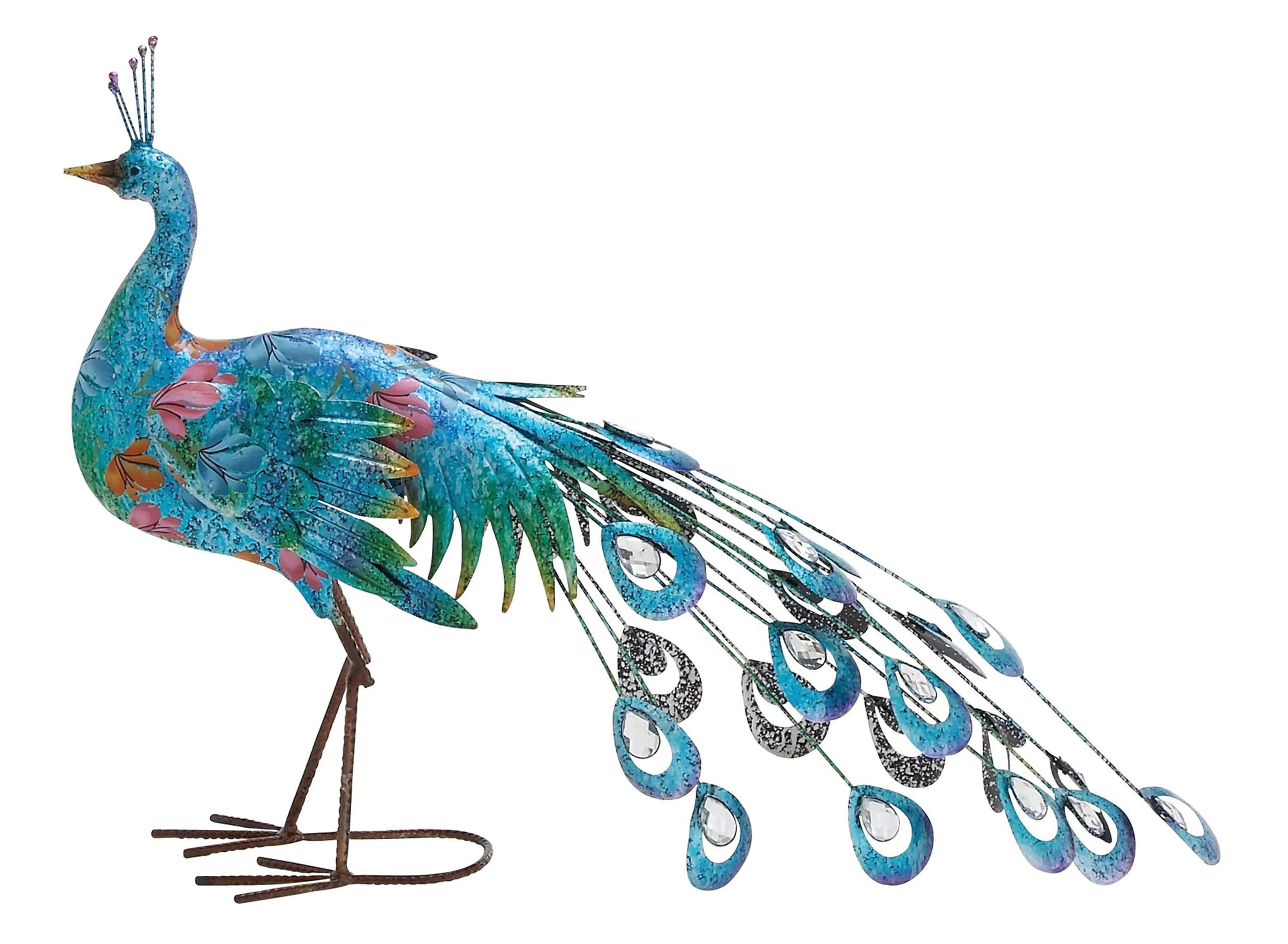 Ivy Collection Turquoise Metal Birds Garden Sculpture