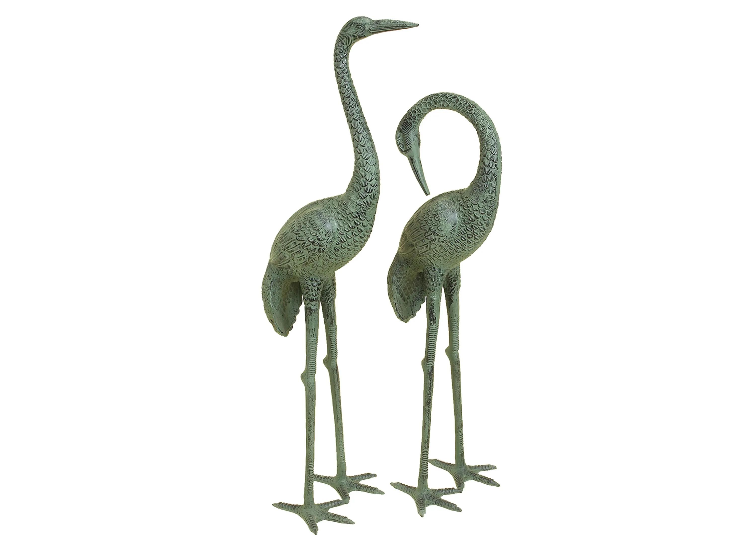 Ivy Collection Green Aluminum Garden Sculpture Set of 2