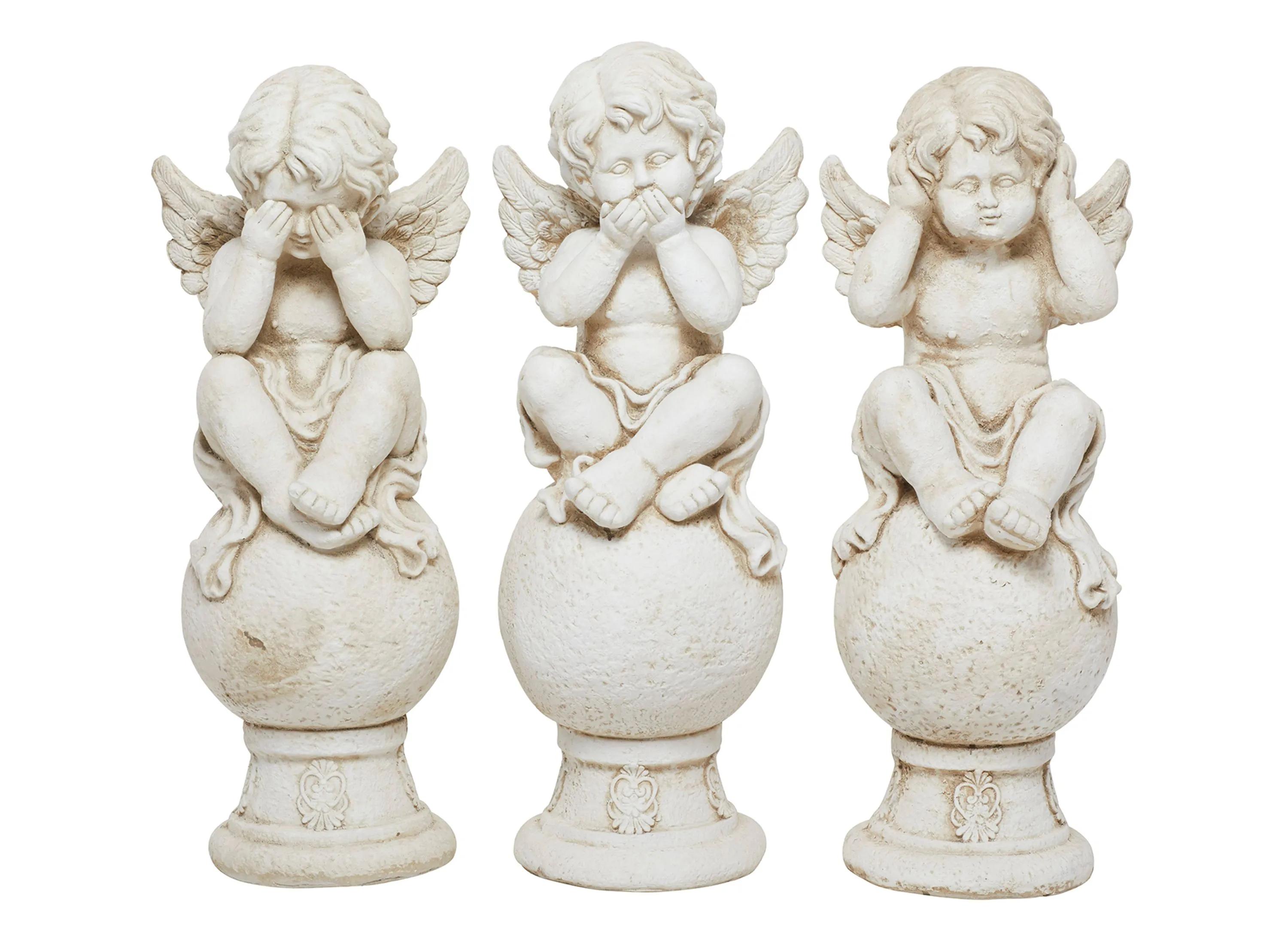 Ivy Collection White French Garden Sculpture Set of 3