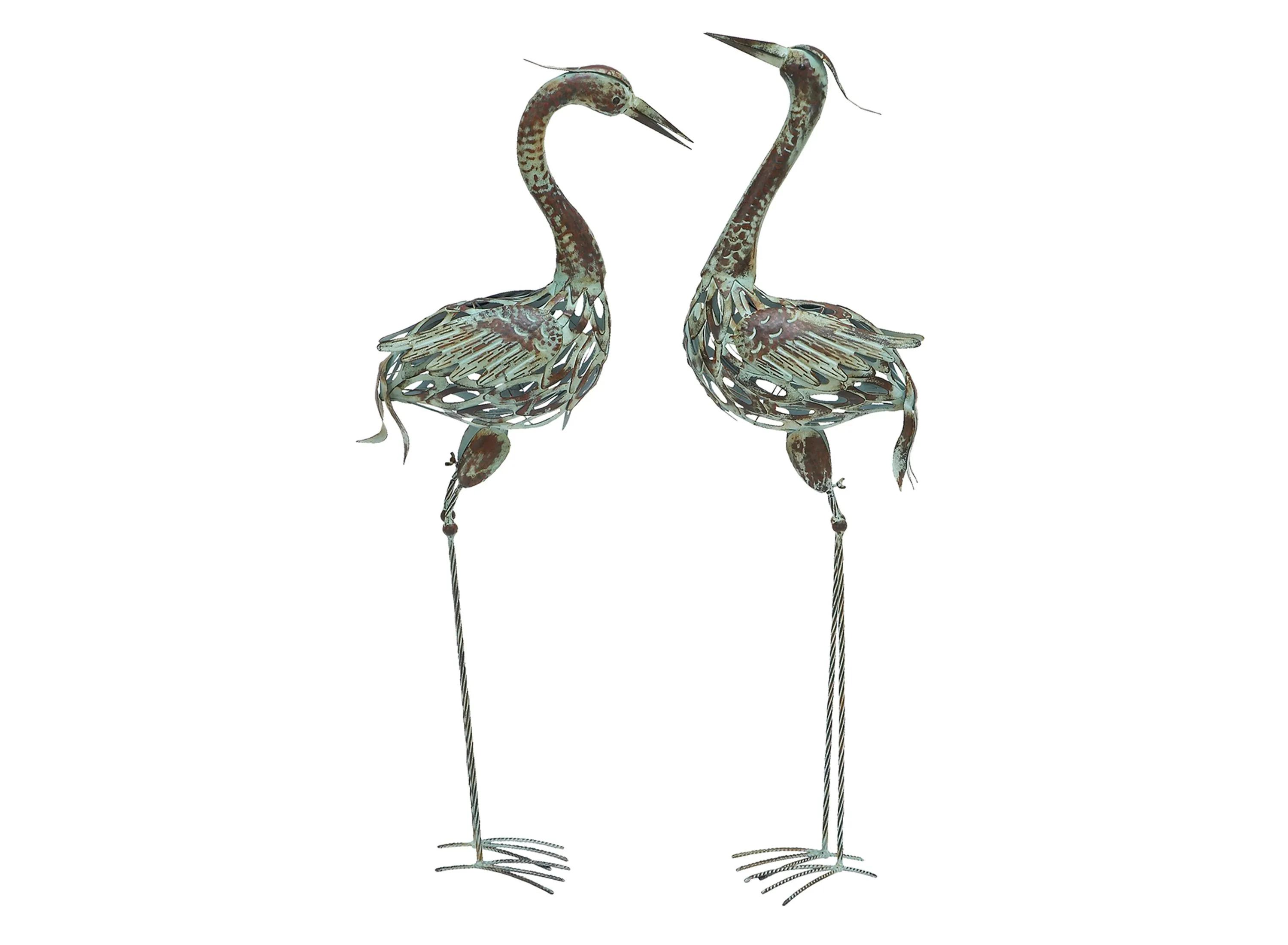 Ivy Collection Green Metal Garden Sculpture Set of 2