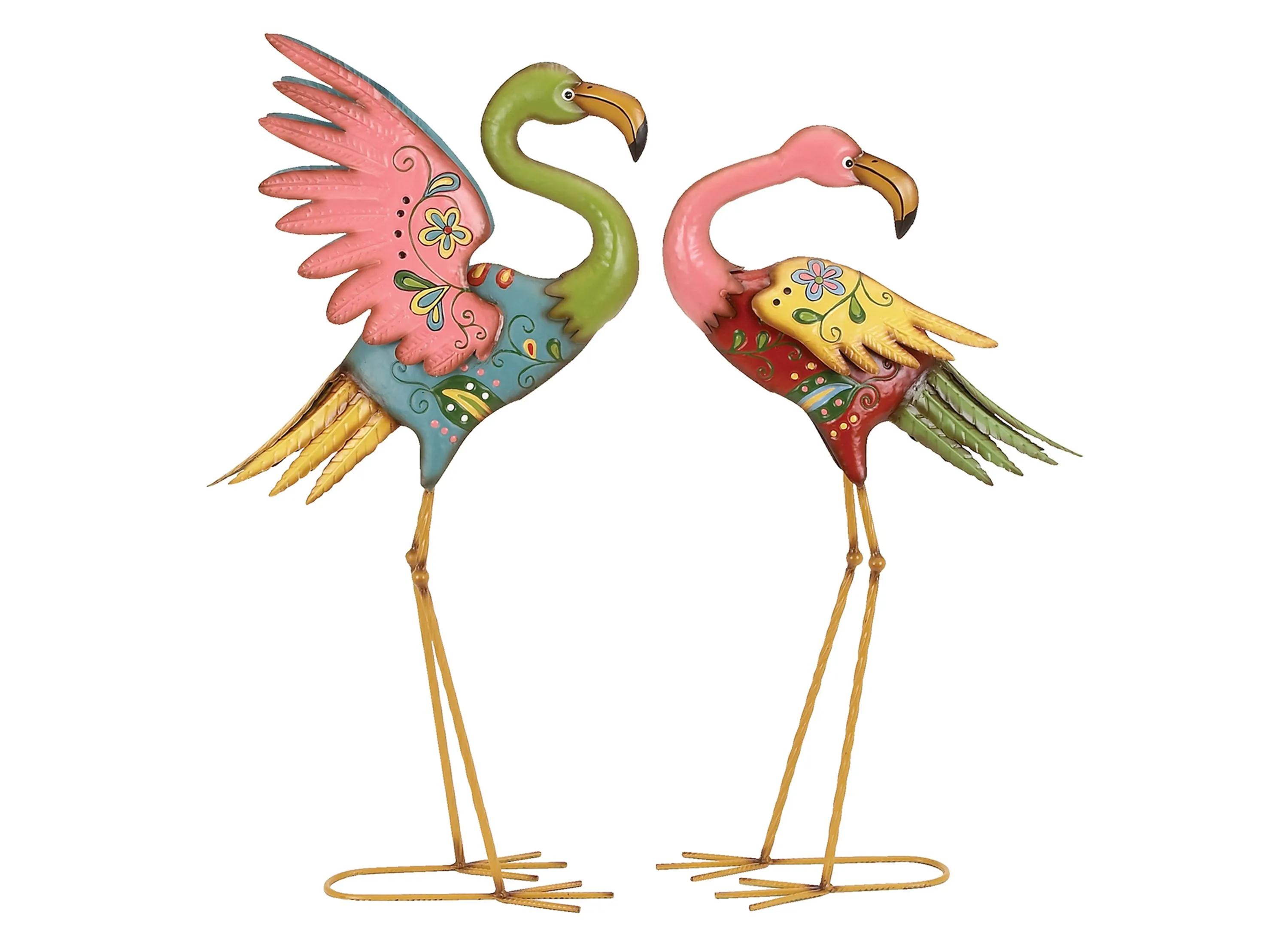 Ivy Collection Multi Colored Metal Garden Sculpture Set of 2