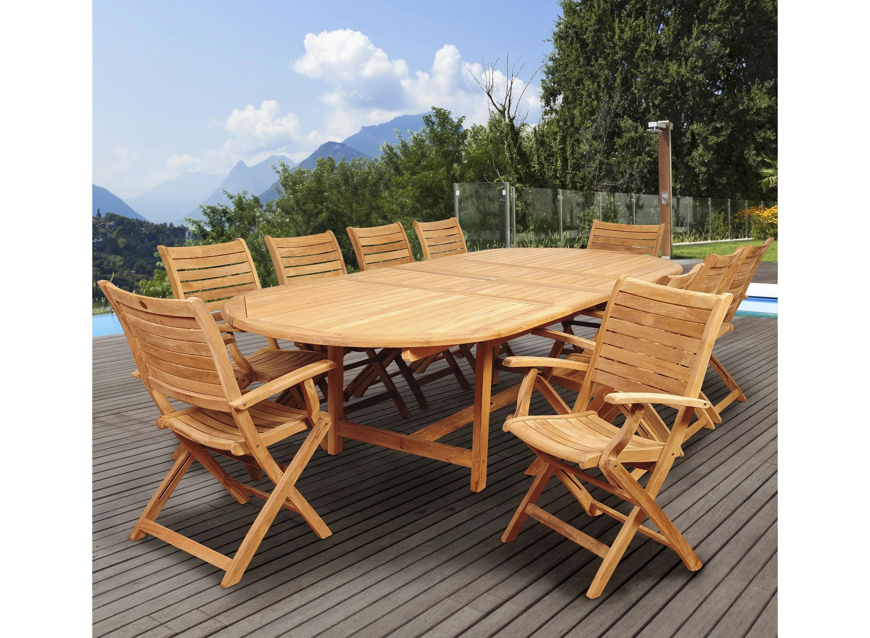 Campos 9-pc. Oval Extendable Patio Dining Table Set