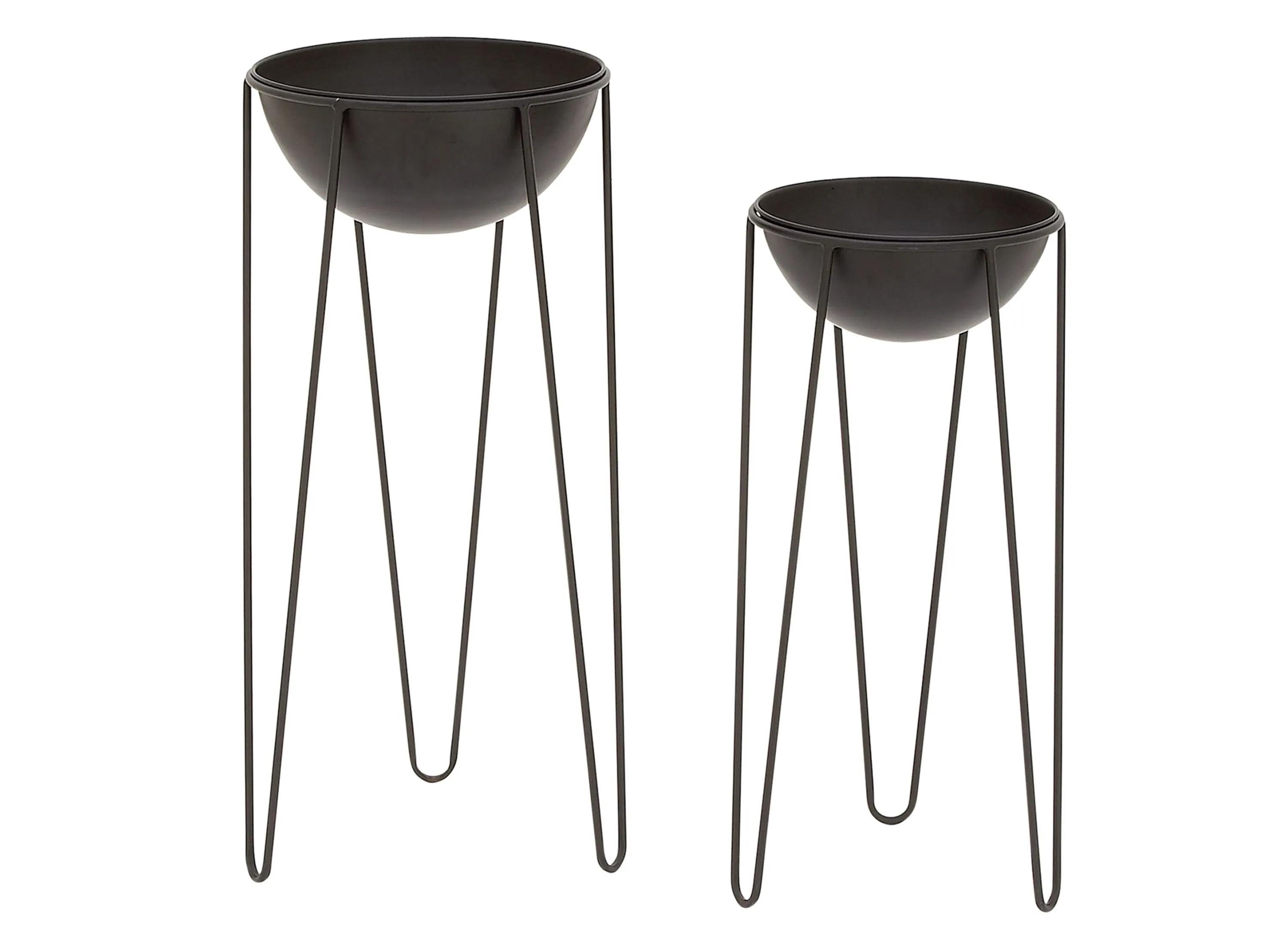 Ivy Collection Black Metal Planter Set of 2