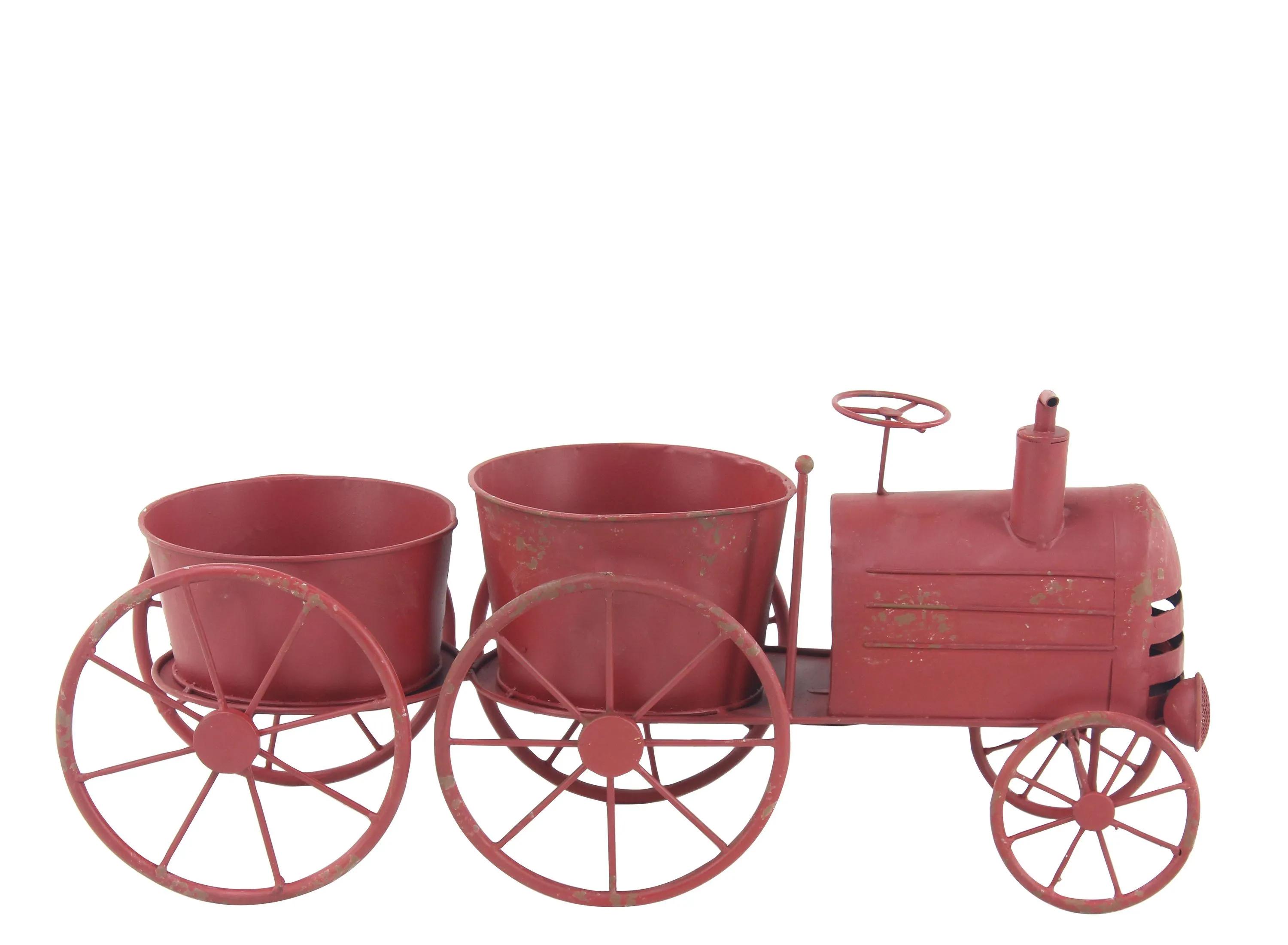 Ivy Collection Red Metal Planter