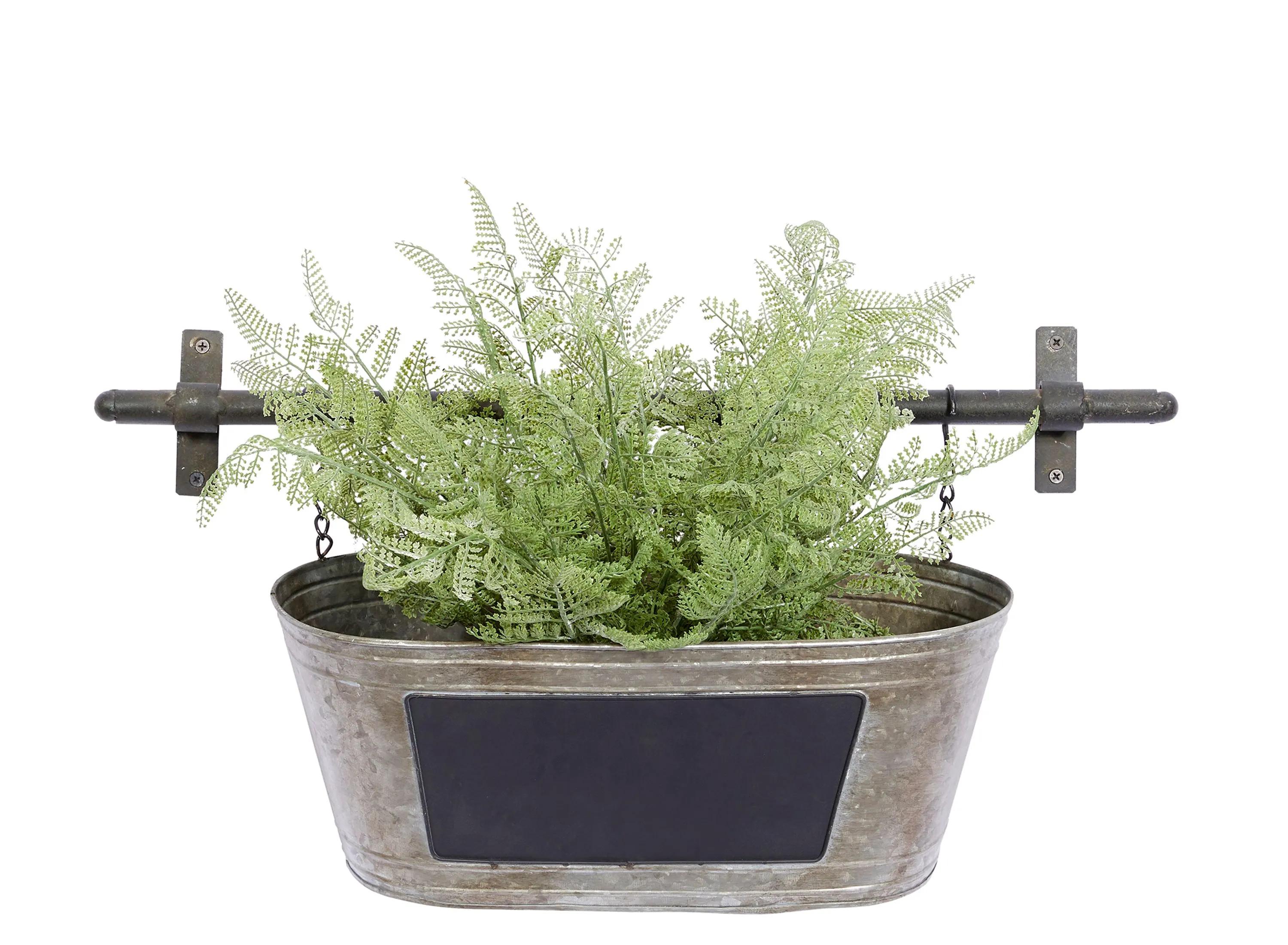 Ivy Collection Gray Metal Planter