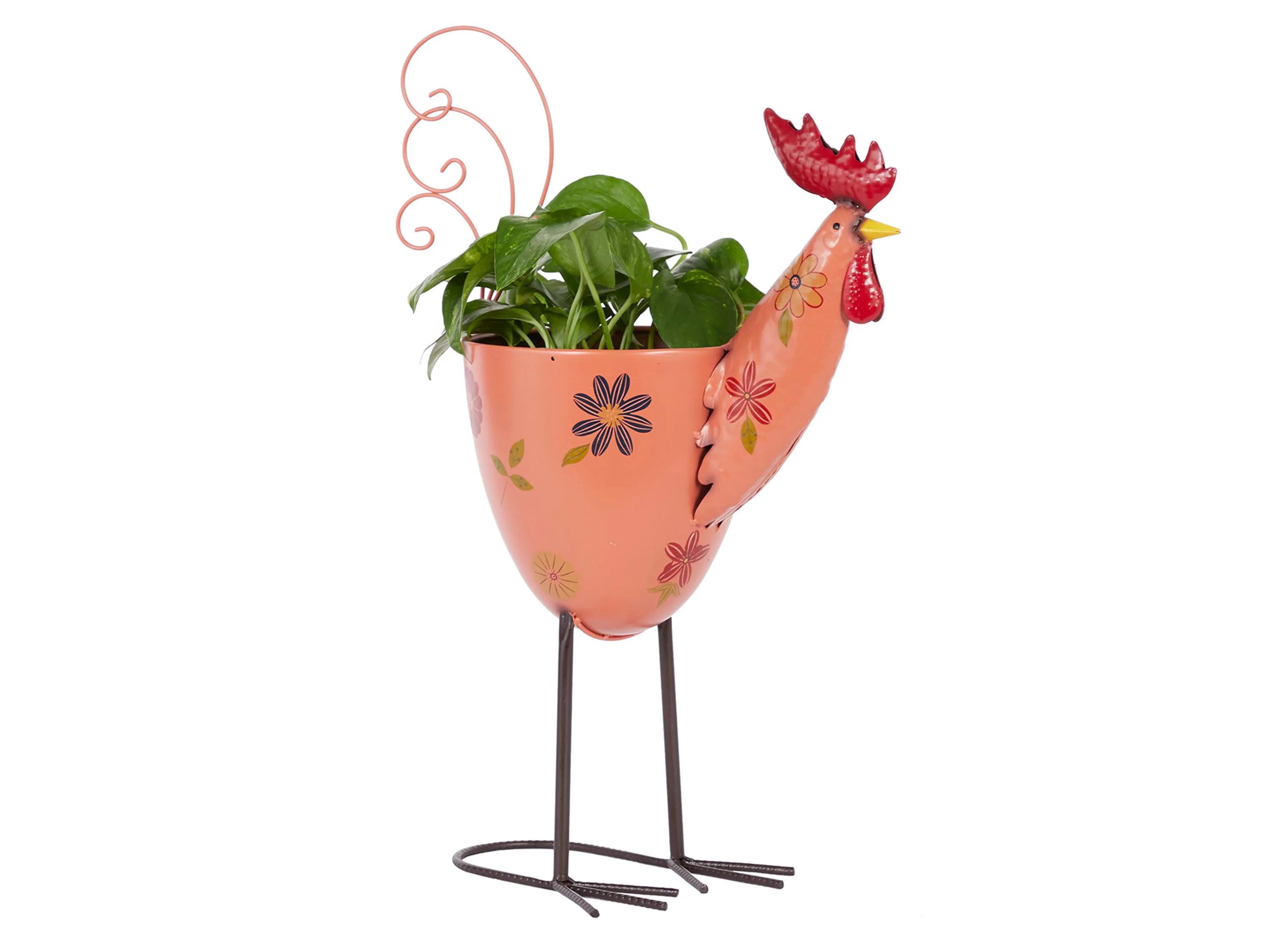 Ivy Collection Pink Metal Planter