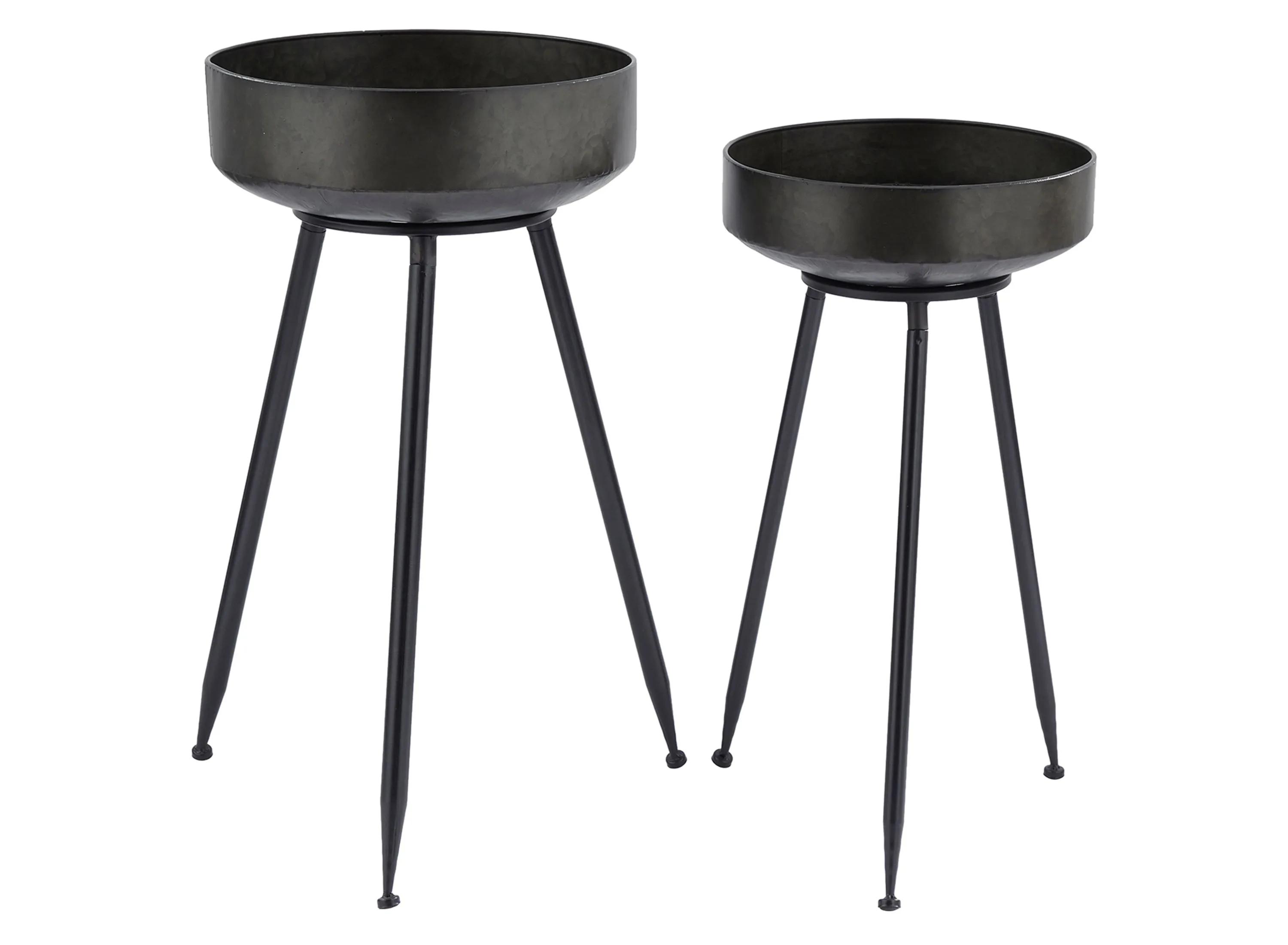Ivy Collection Black Metal Planter Set of 2