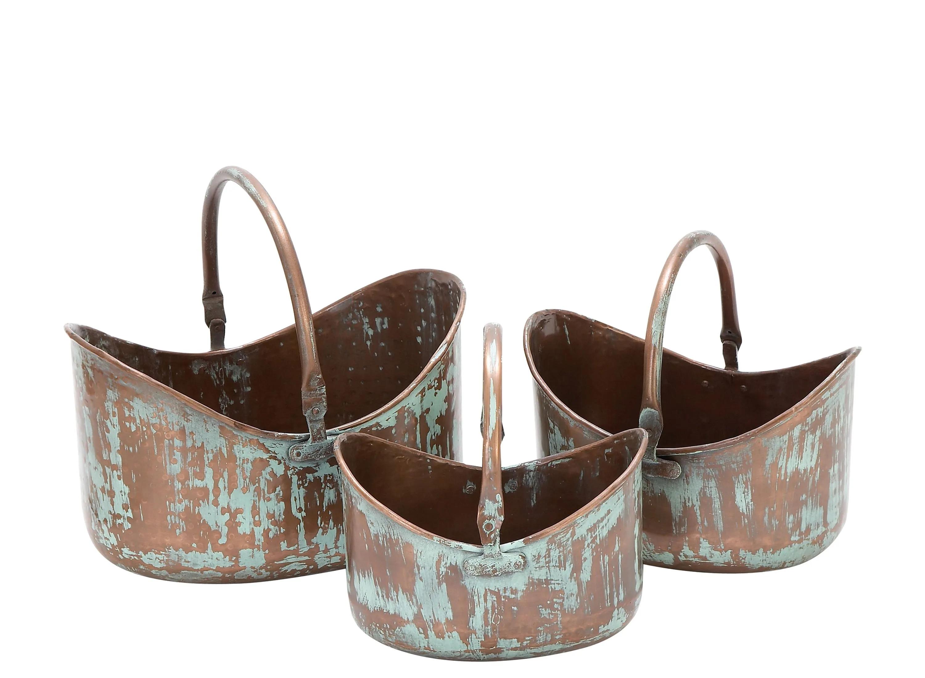 Ivy Collection Copper Metal Planter Set of 3