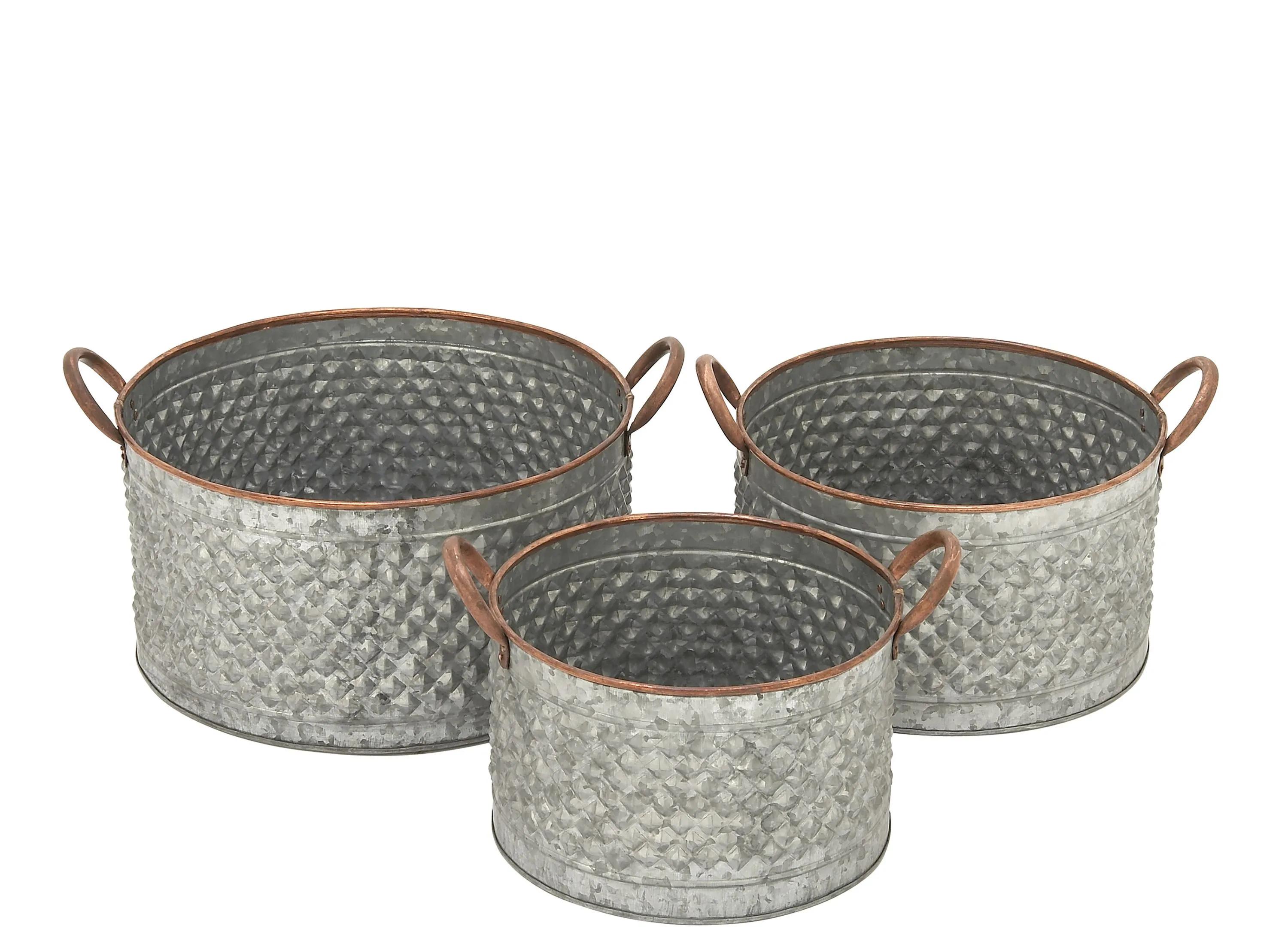 241327510 Ivy Collection Gray Metal Planter Set of 3 sku 241327510