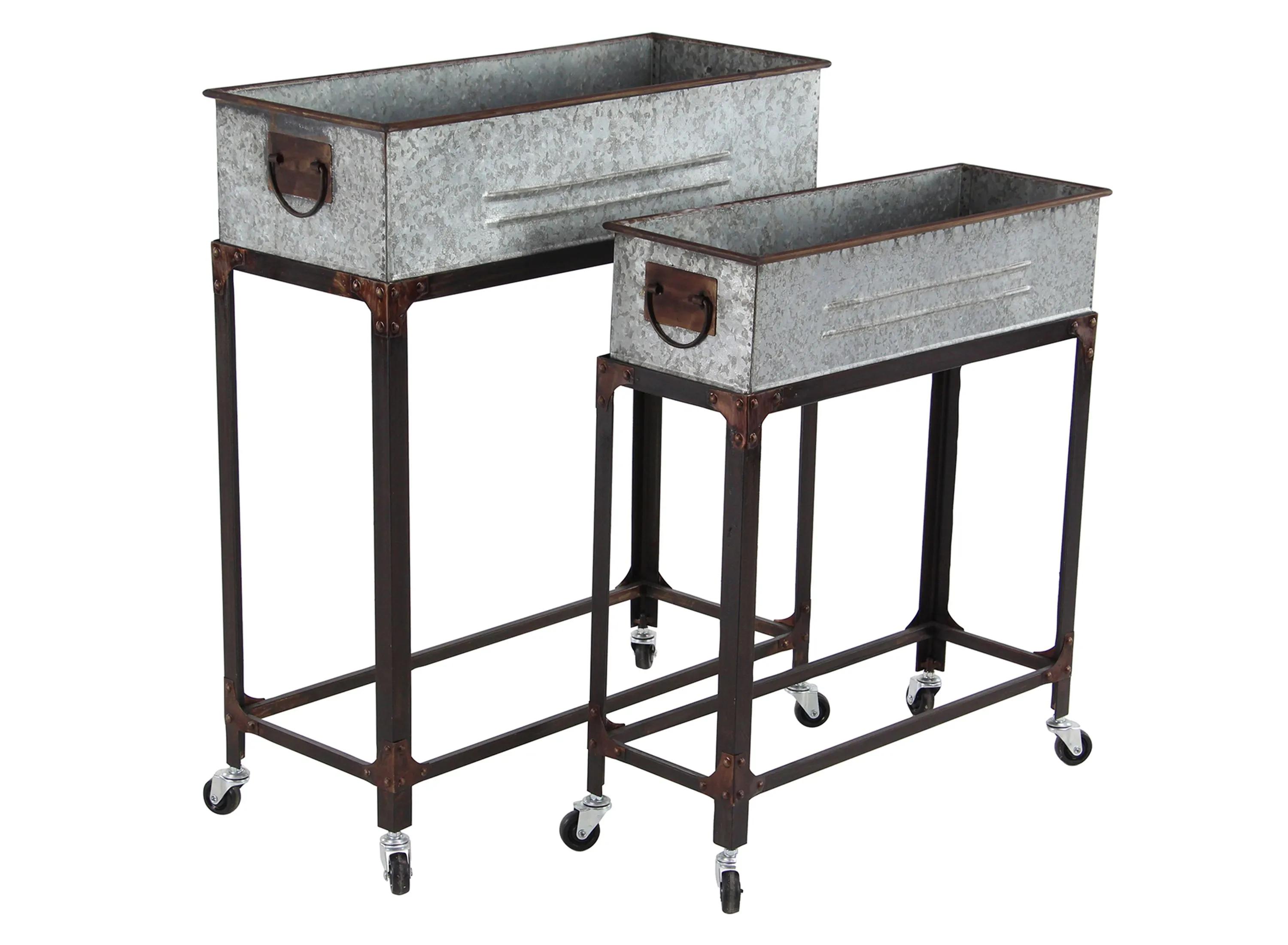 241327920 Ivy Collection Gray Aluminum Planter Set of 2 sku 241327920