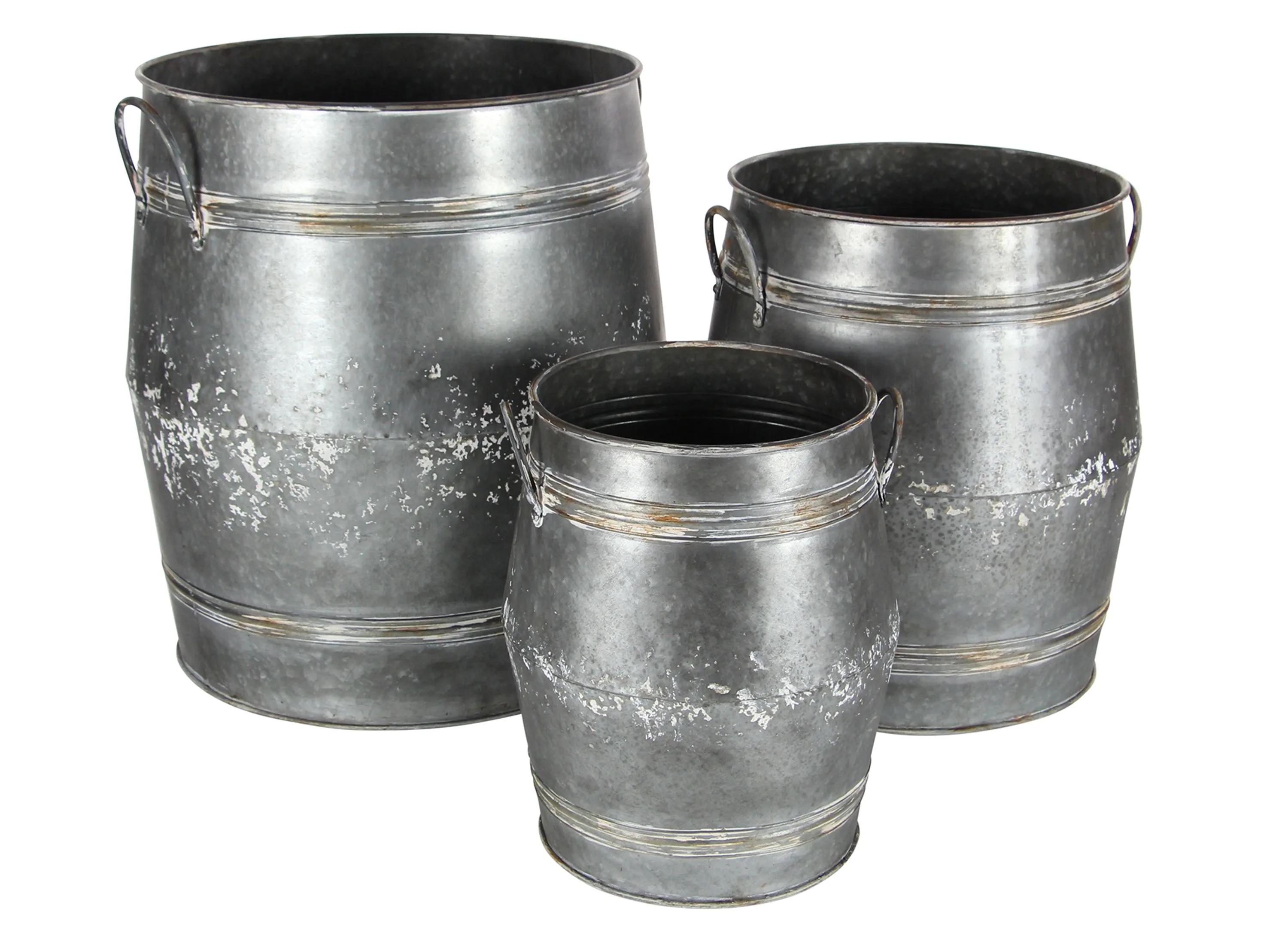 Ivy Collection Gray Metal Planter Set of 3