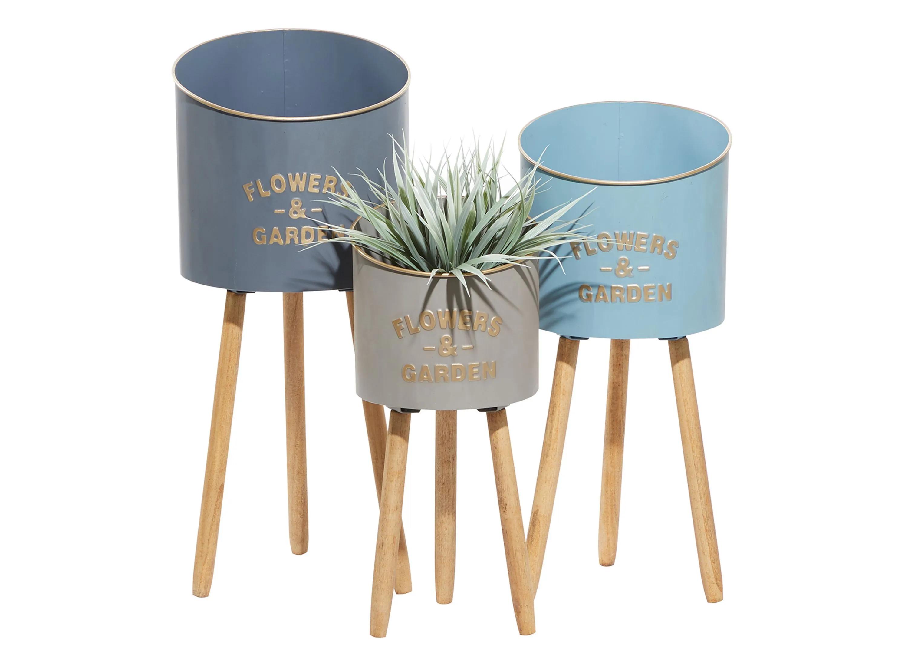 Ivy Collection Multicolor Metal Planter Set of 3