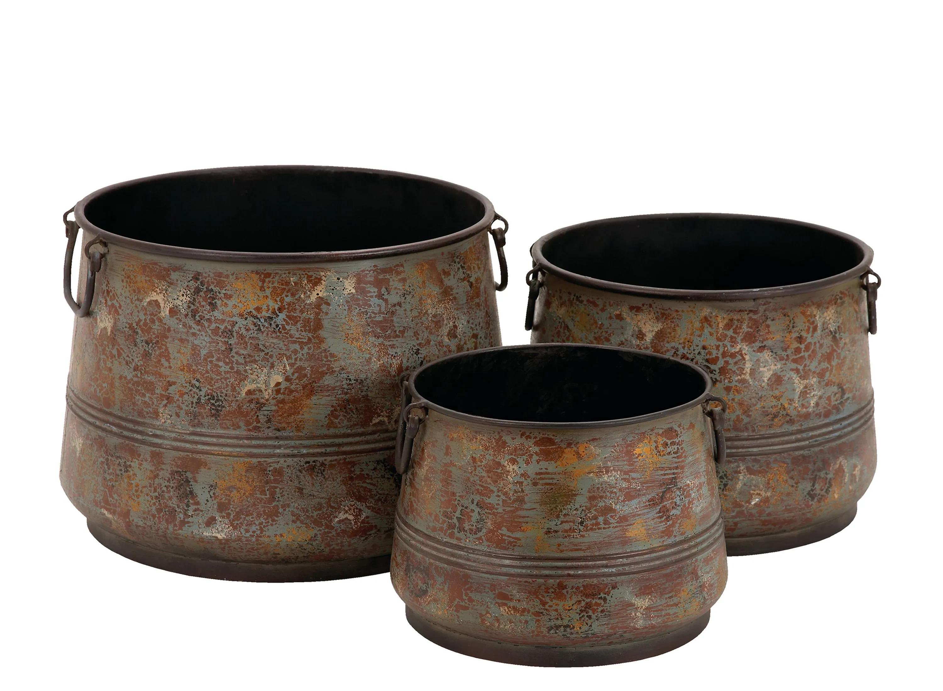 Ivy Collection Brass Metal Planter Set of 3