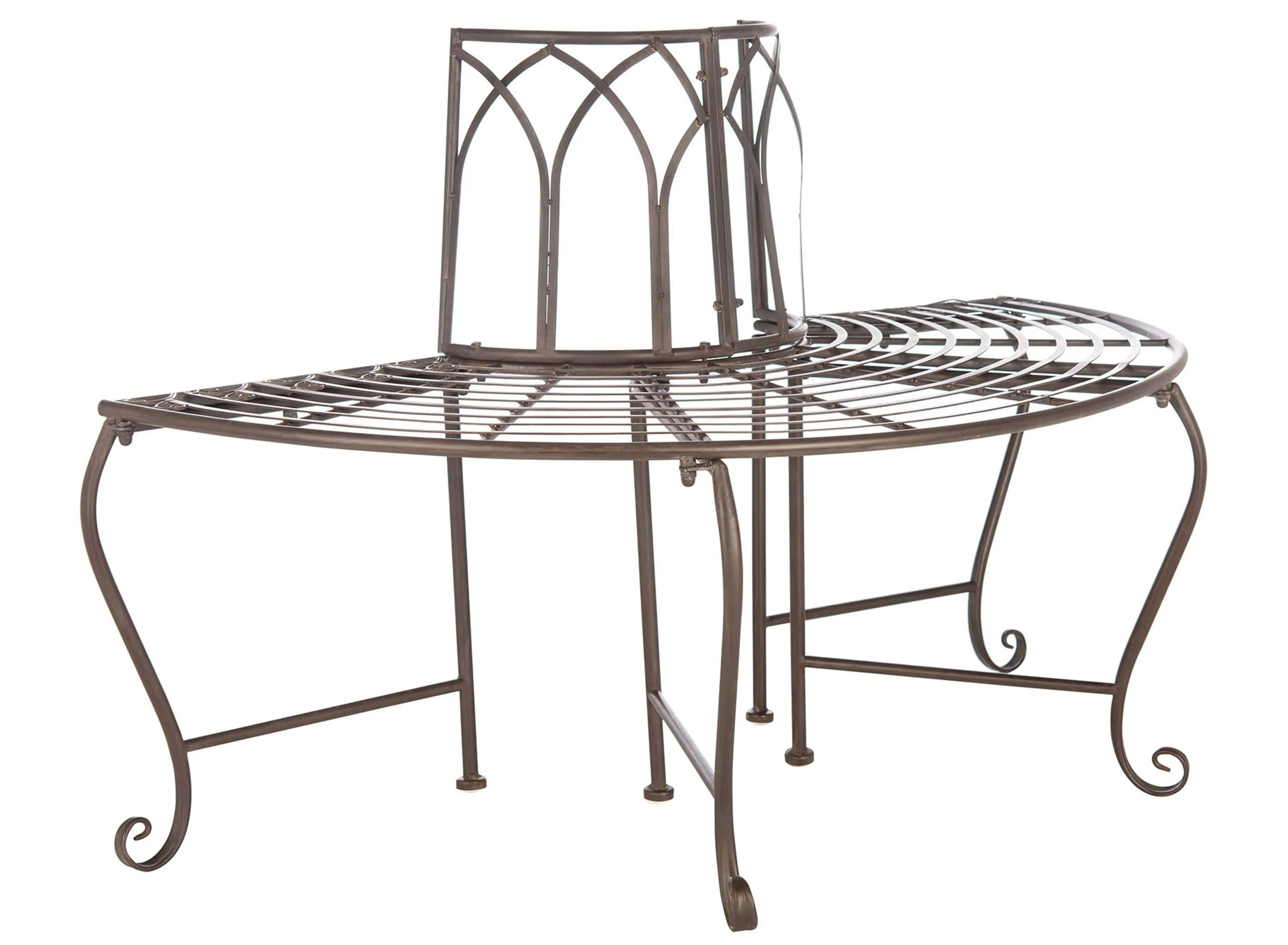 Abia Wrought Iron 50 Inch W Outdoor Tree Bench - Rustic brown