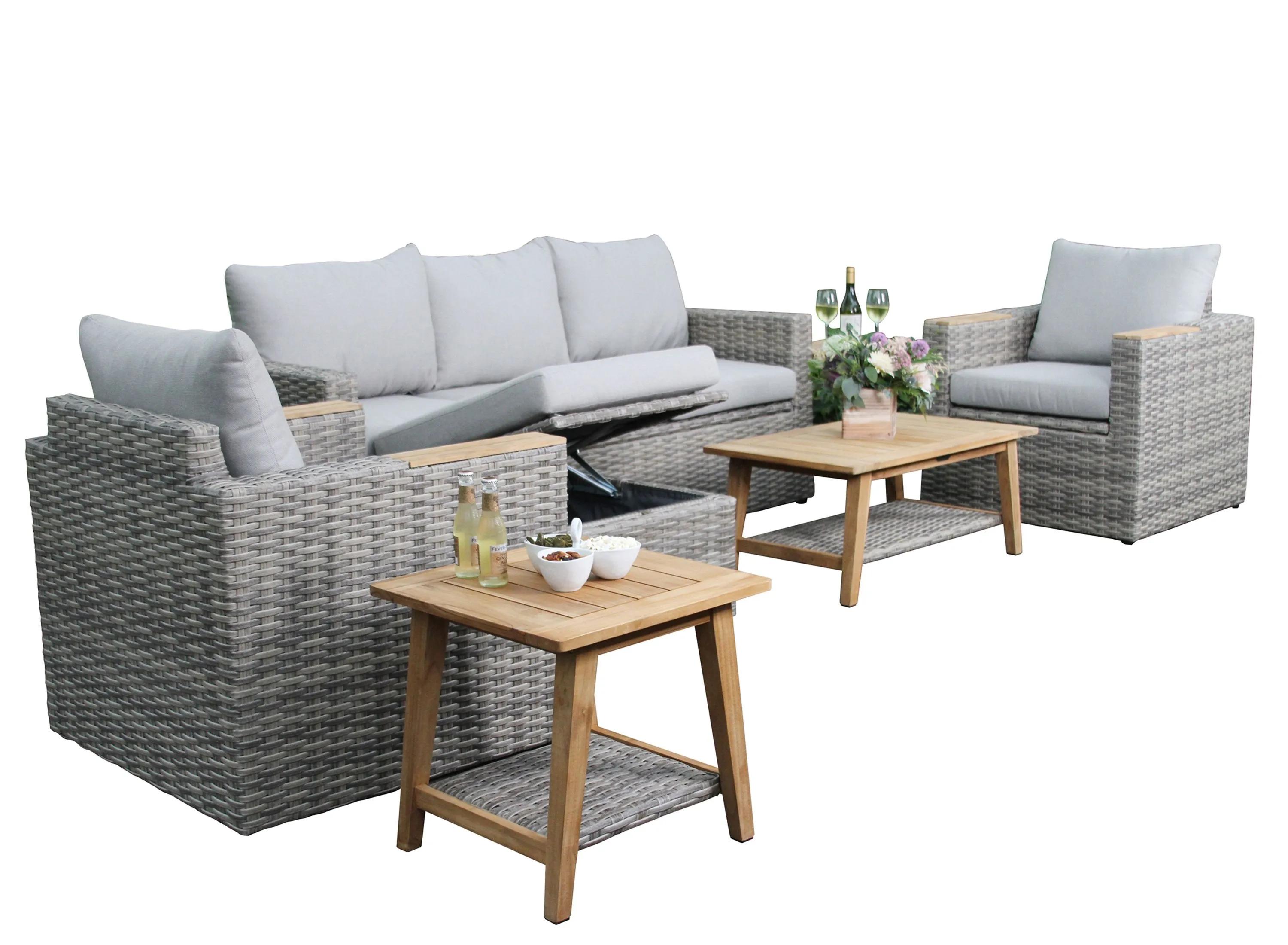 Teak and Wicker 6-pc. Patio Set