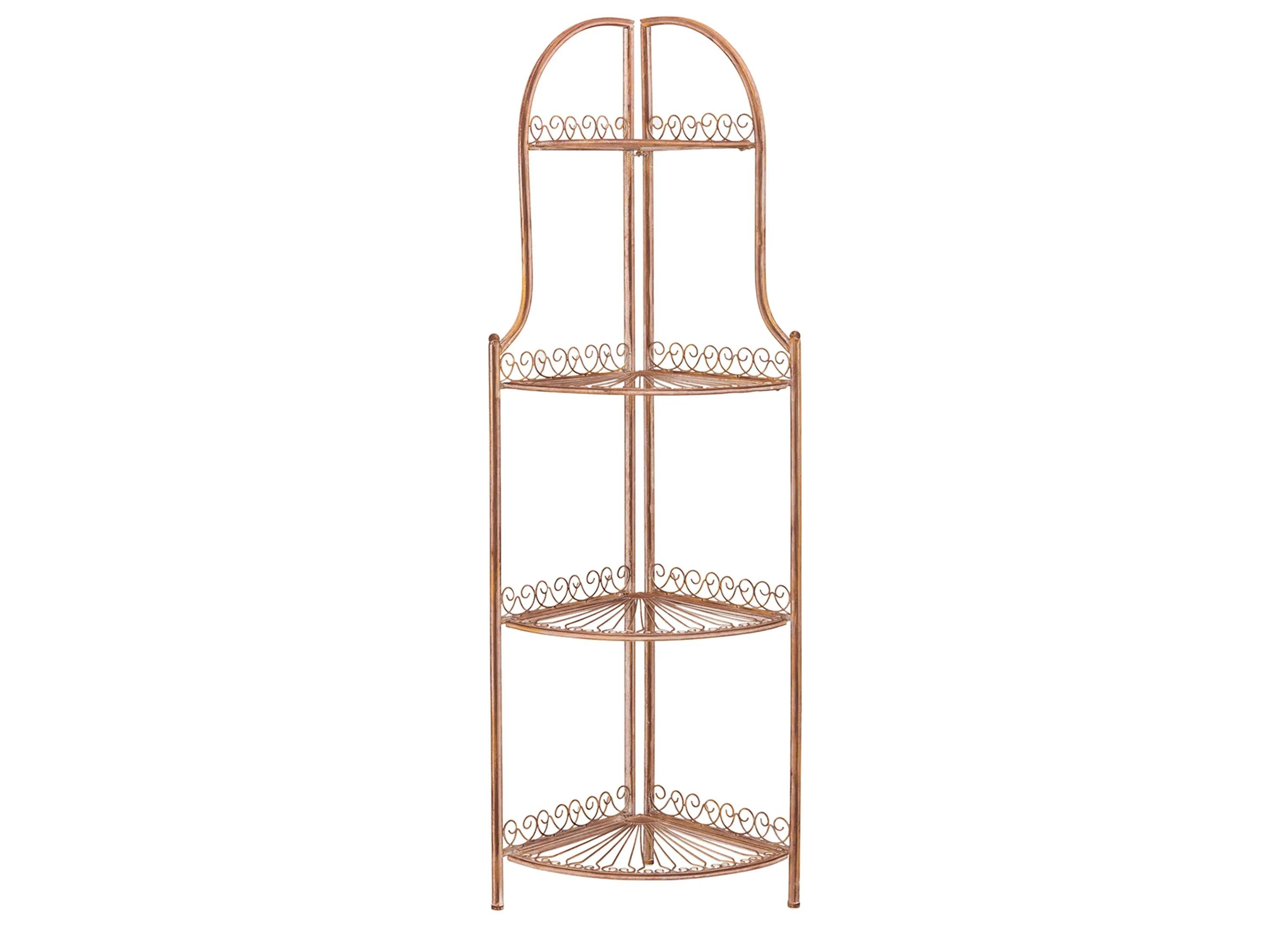 Cass Wrought Iron 4 Tier Outdoor Corner Shelf