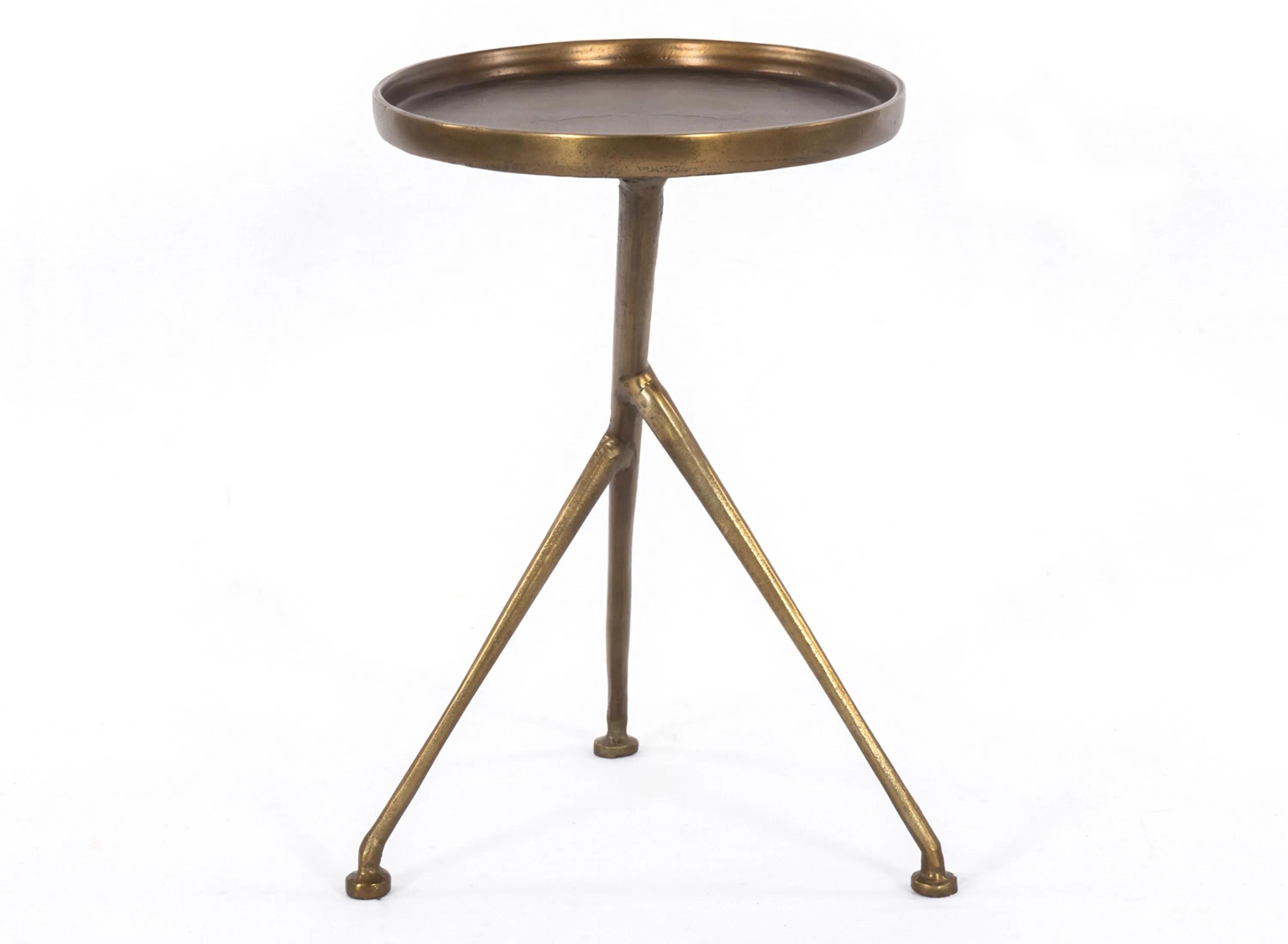 Marlow Schmidt Oval Metal Raw Antique Brass End Table