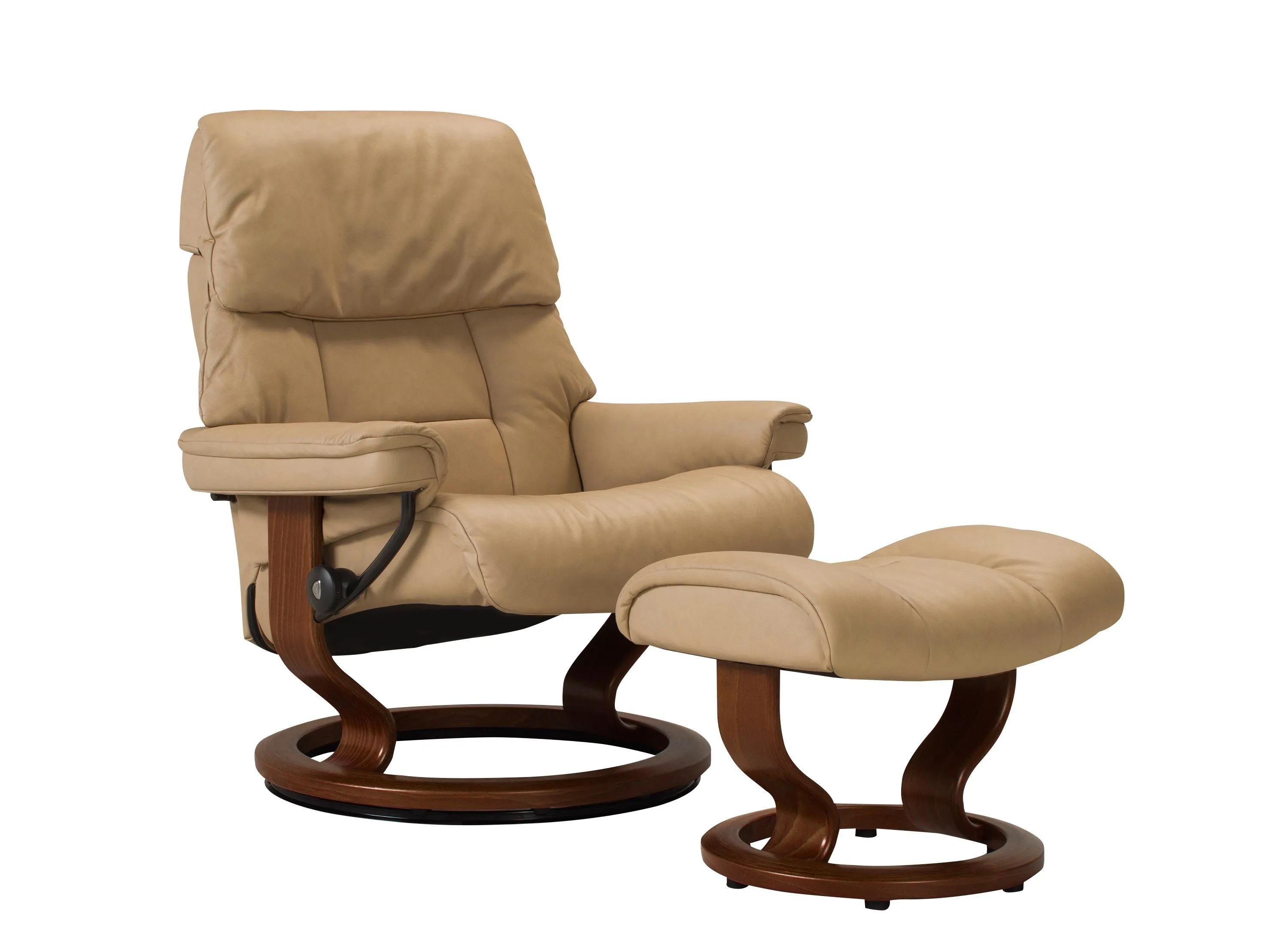 Stressless Ruby Large Leather Reclining Chair and Ottoman